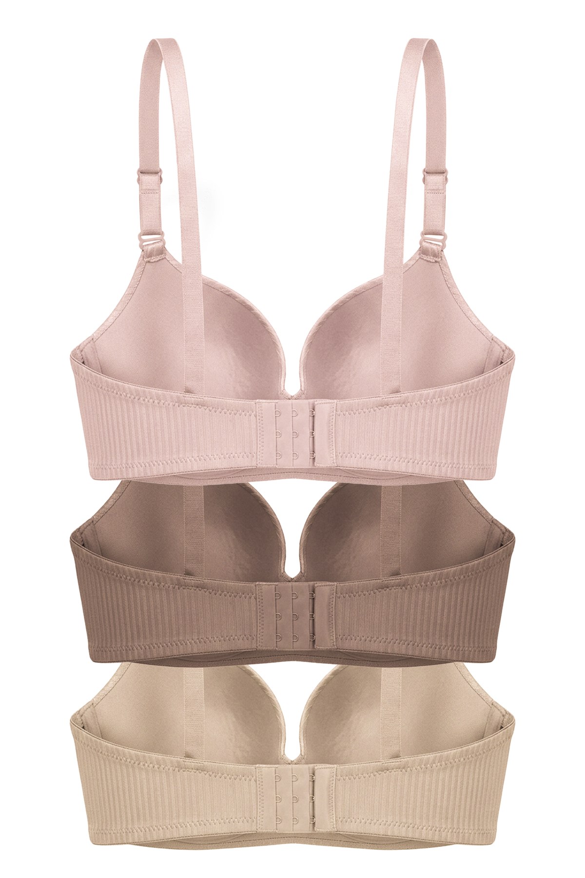 Seamless Bra - Rivelle | Mikro Çizgi Desenli Balensiz Günlük Kadın Sütyen 3lü Paket-2