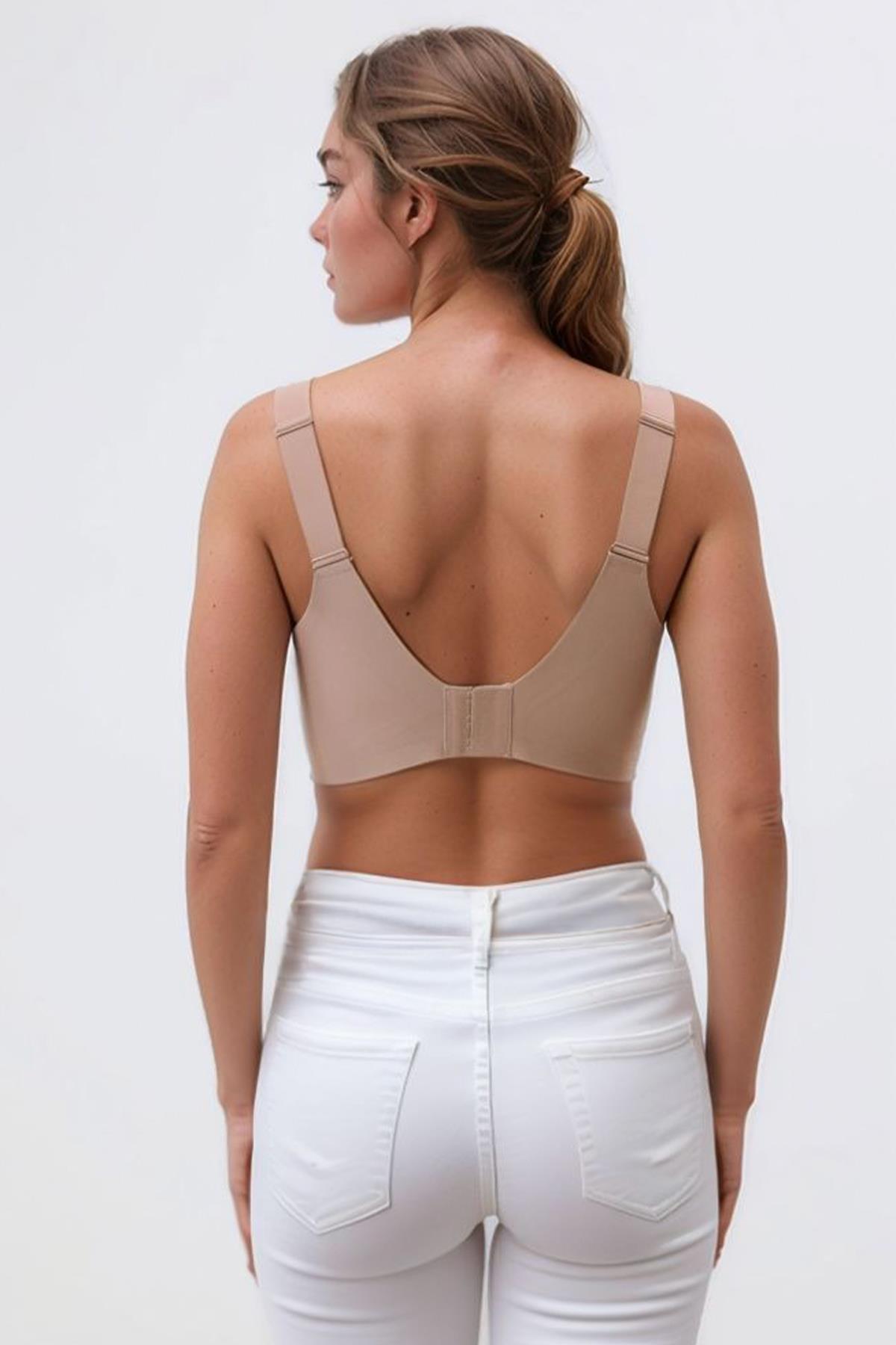 Seamless Bra - Curve | Kahverengi Lazer Kesim Dikişsiz Toparlayıcı Büyük Beden Kadın Sütyen