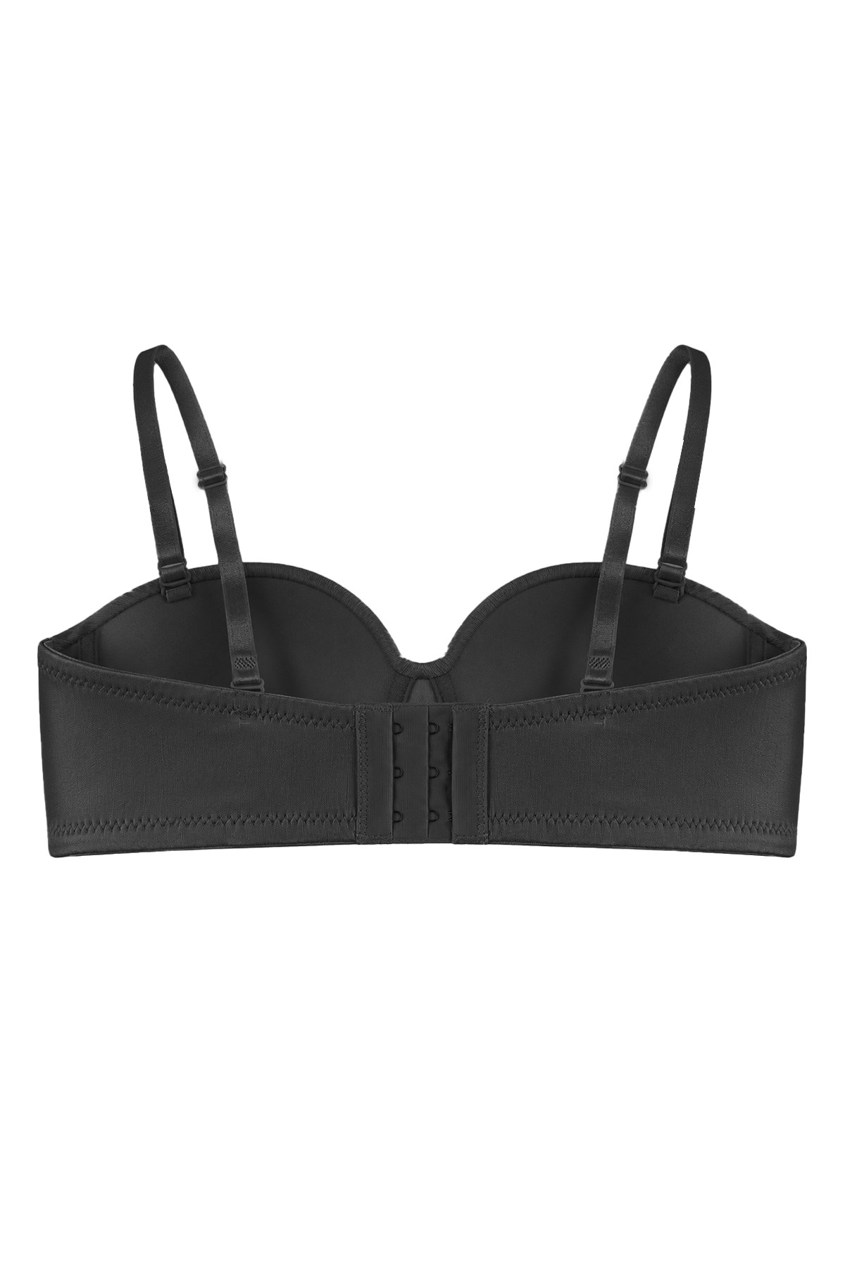 Seamless Bra - Maris | Siyah Micro Balenli Parlak Straplez Kadın Sütyen