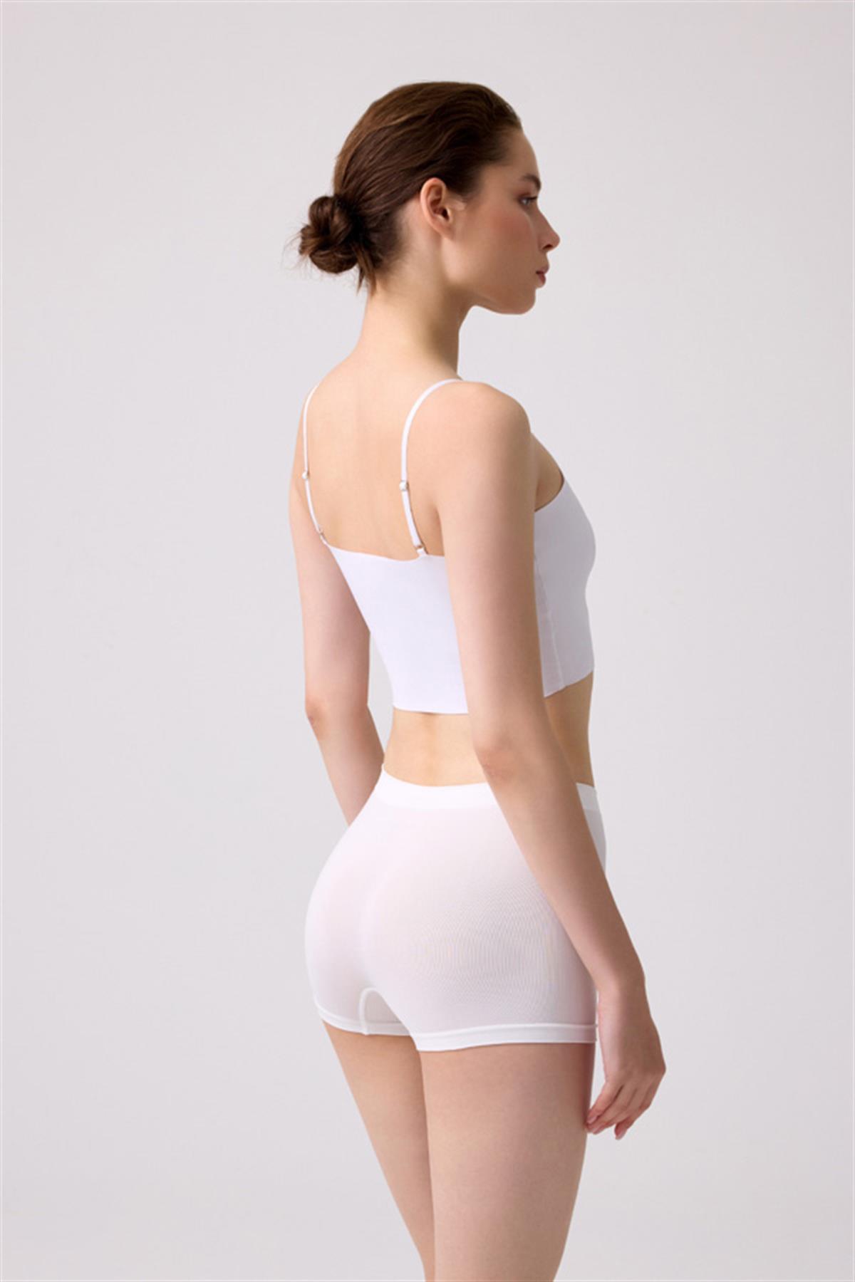 Cottonhill Premium - Kadın Beyaz Ultra-Rahat Seamless Boxer