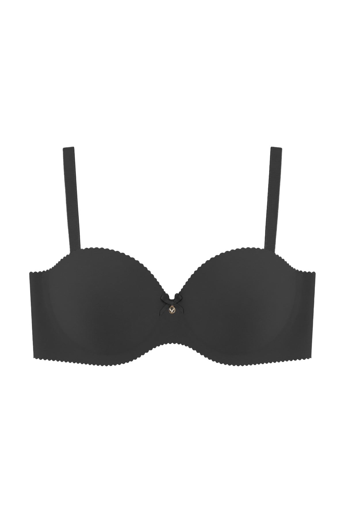 Seamless Bra - Serina | Siyah Balenli Lazer Kesim Yarım Dolgulu Push Up Straplez Kadın Sütyen