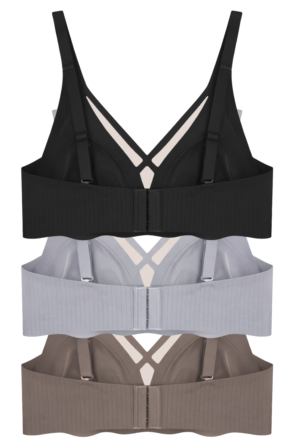 Seamless Bra - Liny | Lazer Kesim Dikişsiz Çizgi Desenli Dekolteli Kadın Sütyen 3lü Paket-2