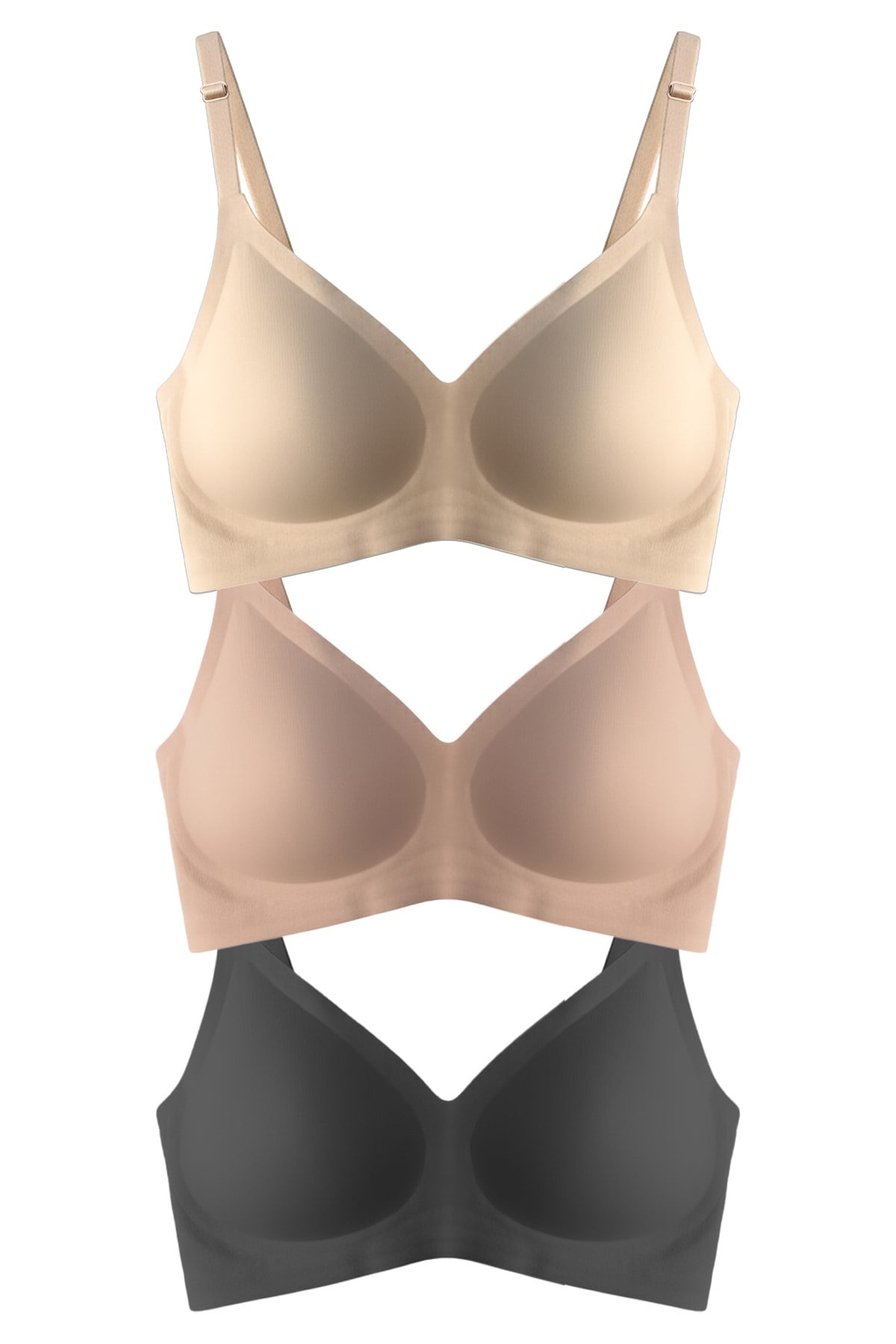 Seamless Bra - Soft | Lazer Kesim Balensiz Ayarlanabilir Askılı Dikişsiz Kadın Sütyen 3lü Paket