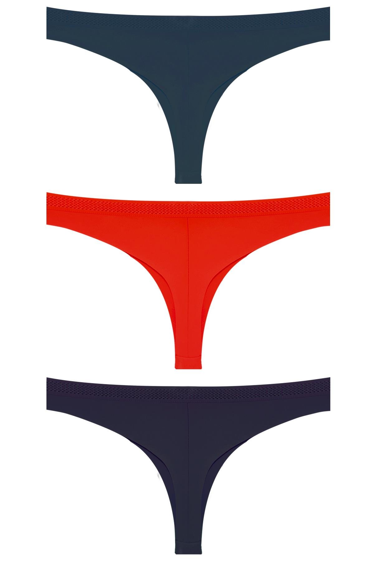 Basic Lazer Kesim File Lastikli Brezilya Külot 3lü Paket - 5