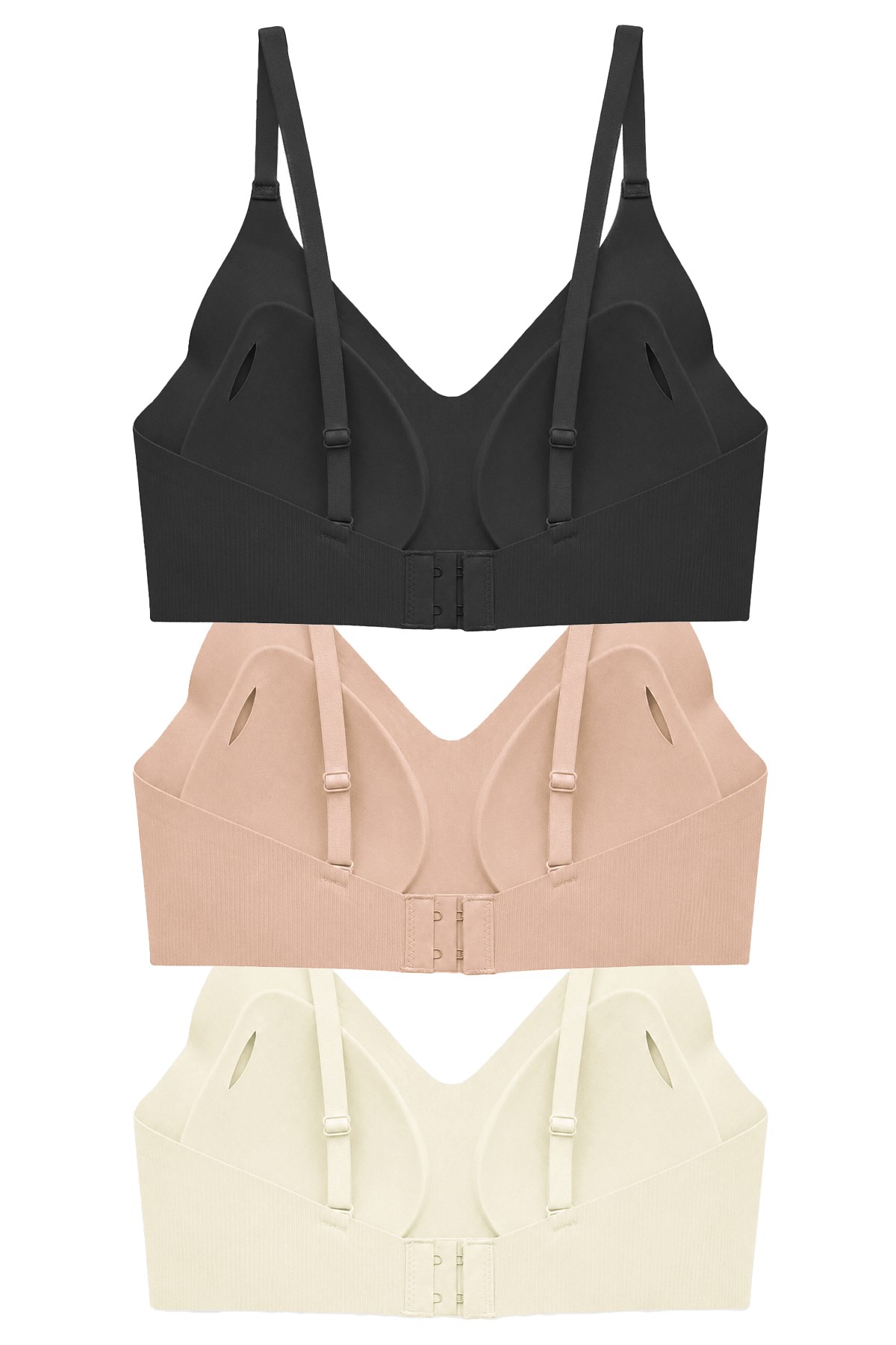 Seamless Bra - Elara | Lazer Kesim Balensiz İnce Fitil Dokulu Dikişsiz Kadın Sütyen 3lü Paket-2