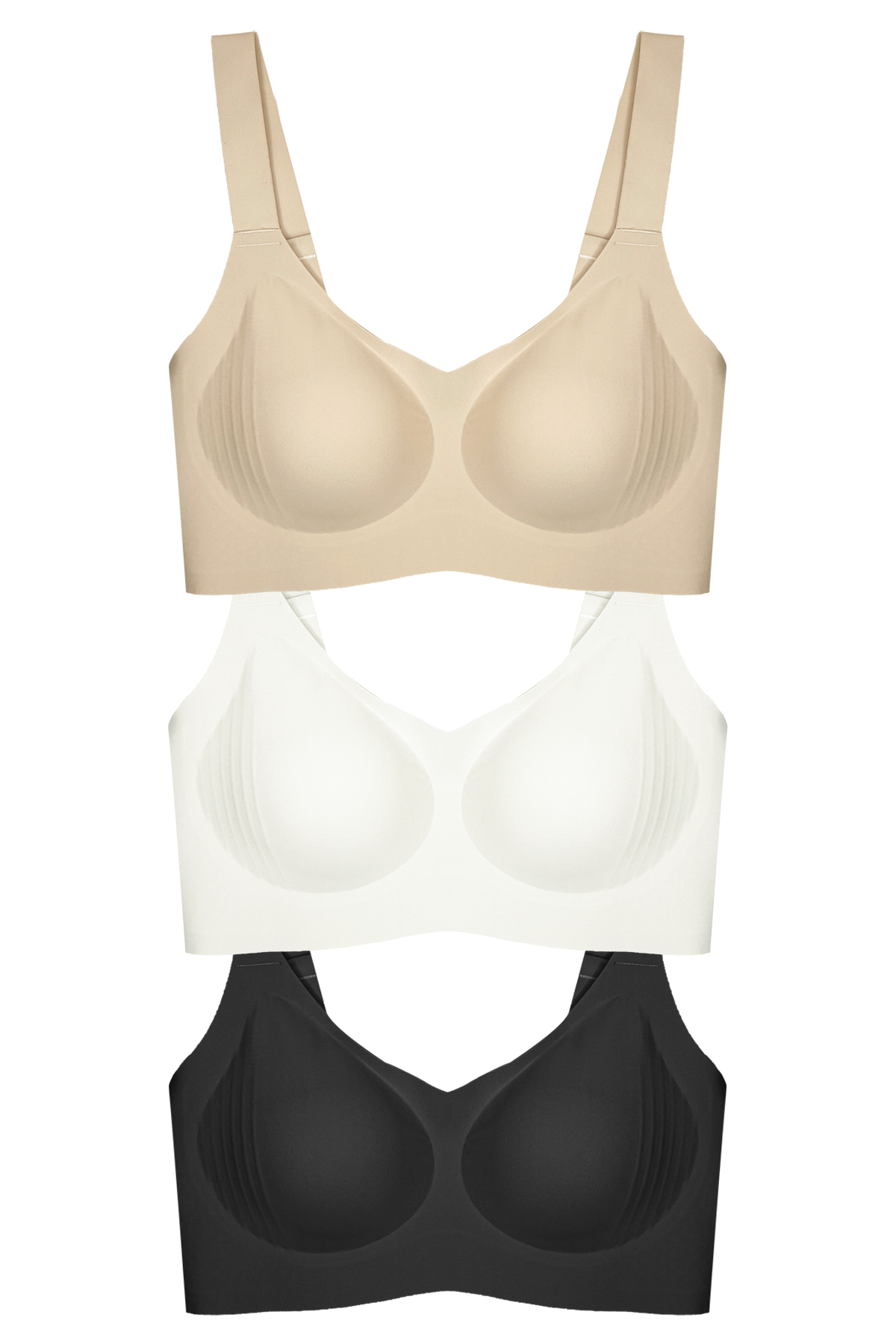 Seamless Bra - Curve | Lazer Kesim Dikişsiz Toparlayıcı Büyük Beden Kadın Sütyen 3lü Paket-2