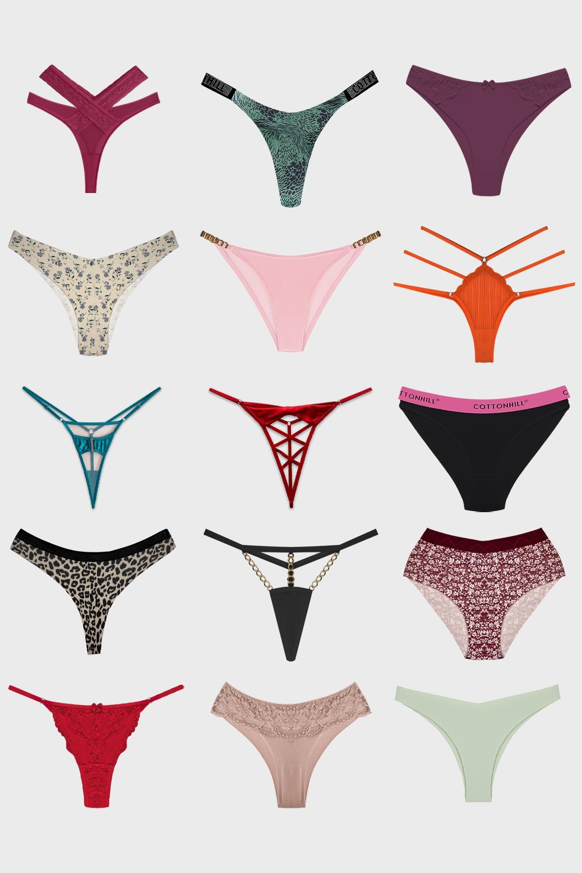 Kadın Bikini Külot Brezilya Külot Tanga Külot Karma Paket 10lu