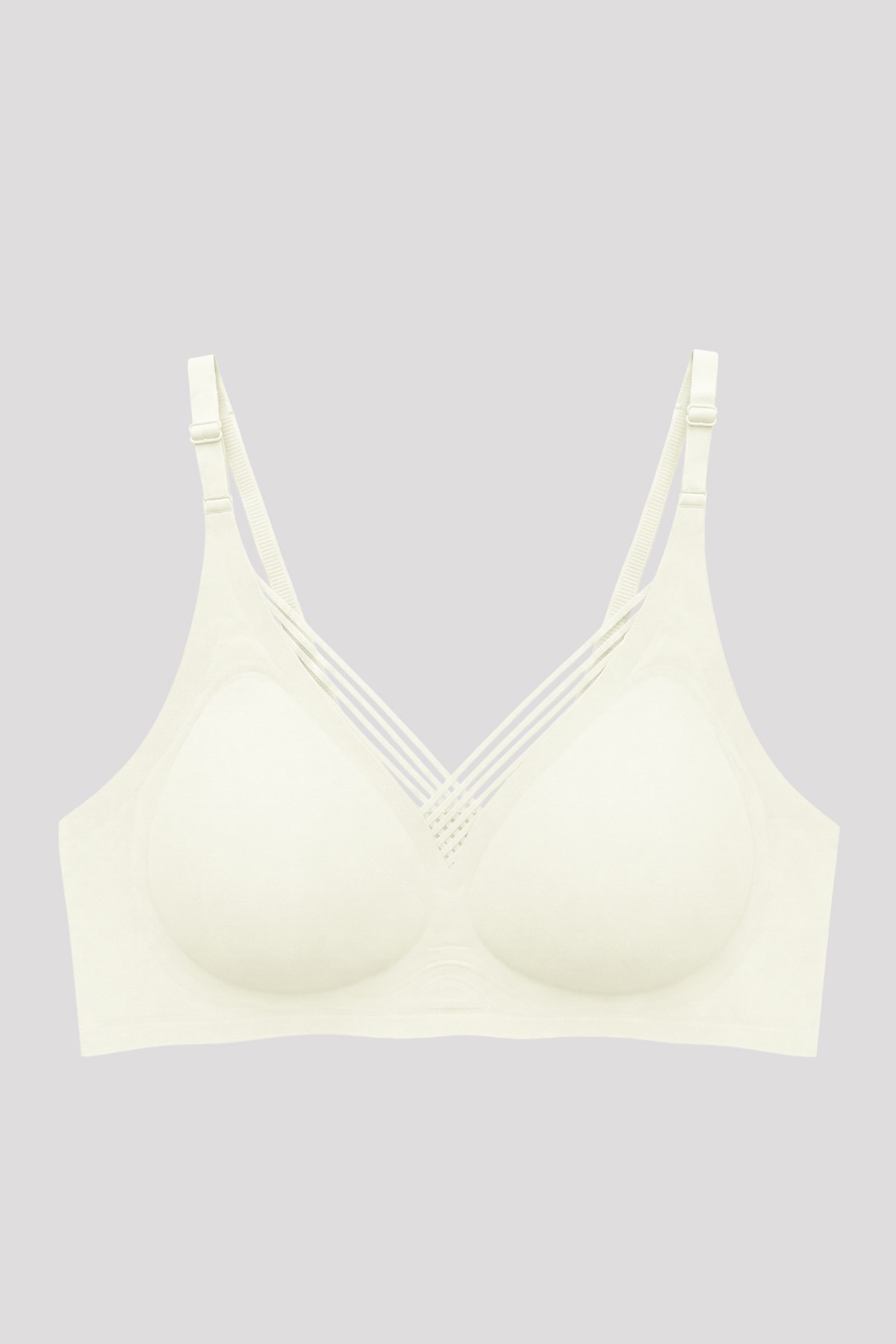Seamless Bra - Lucent | Krem Lazer Kesim Balensiz Ön Çapraz Şerit Detaylı Kadın Sütyen