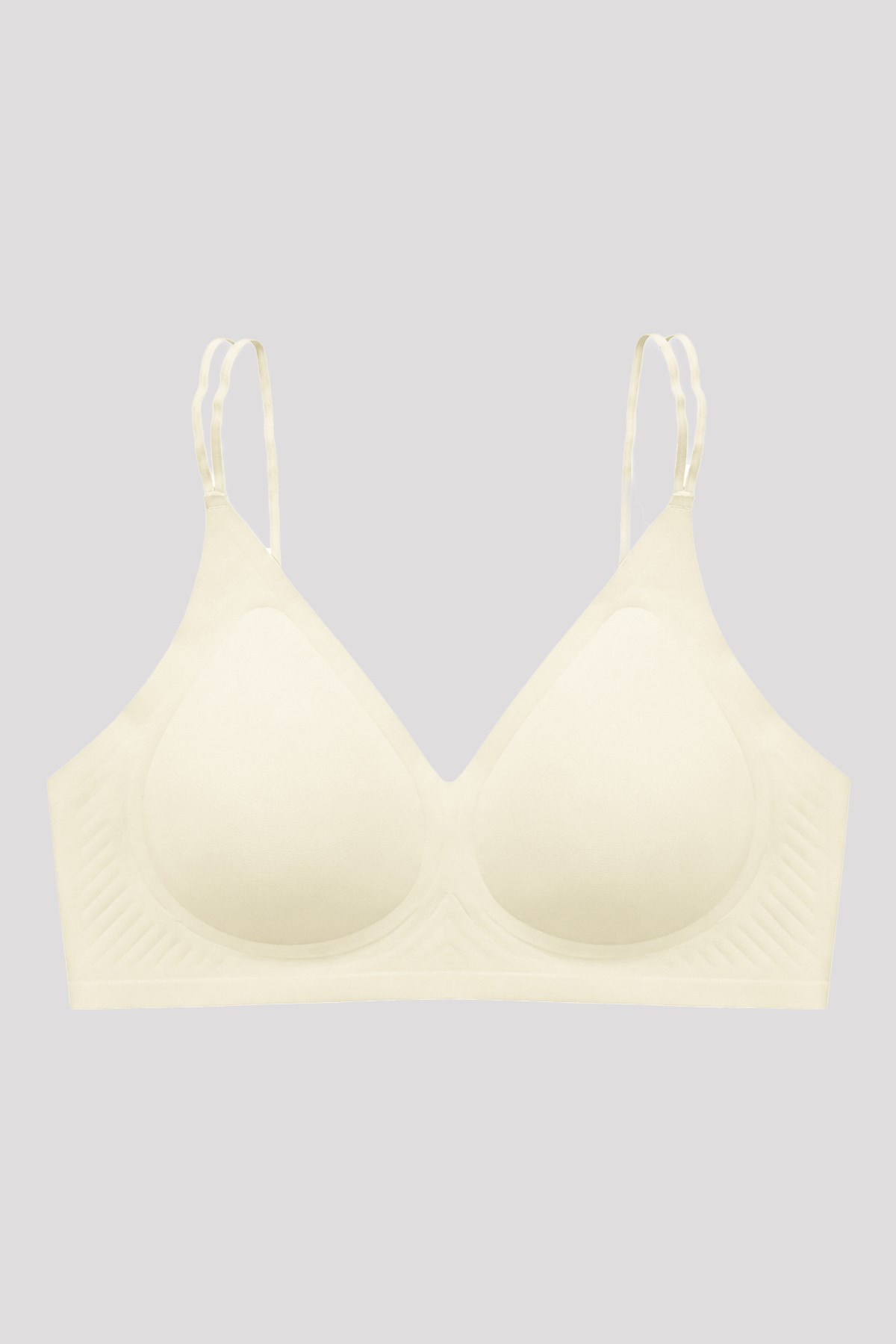 Seamless Bra - Viora | Krem Lazer Kesim Balensiz Kontur Kabartma Detaylı Dikişsiz Kadın Sütyen