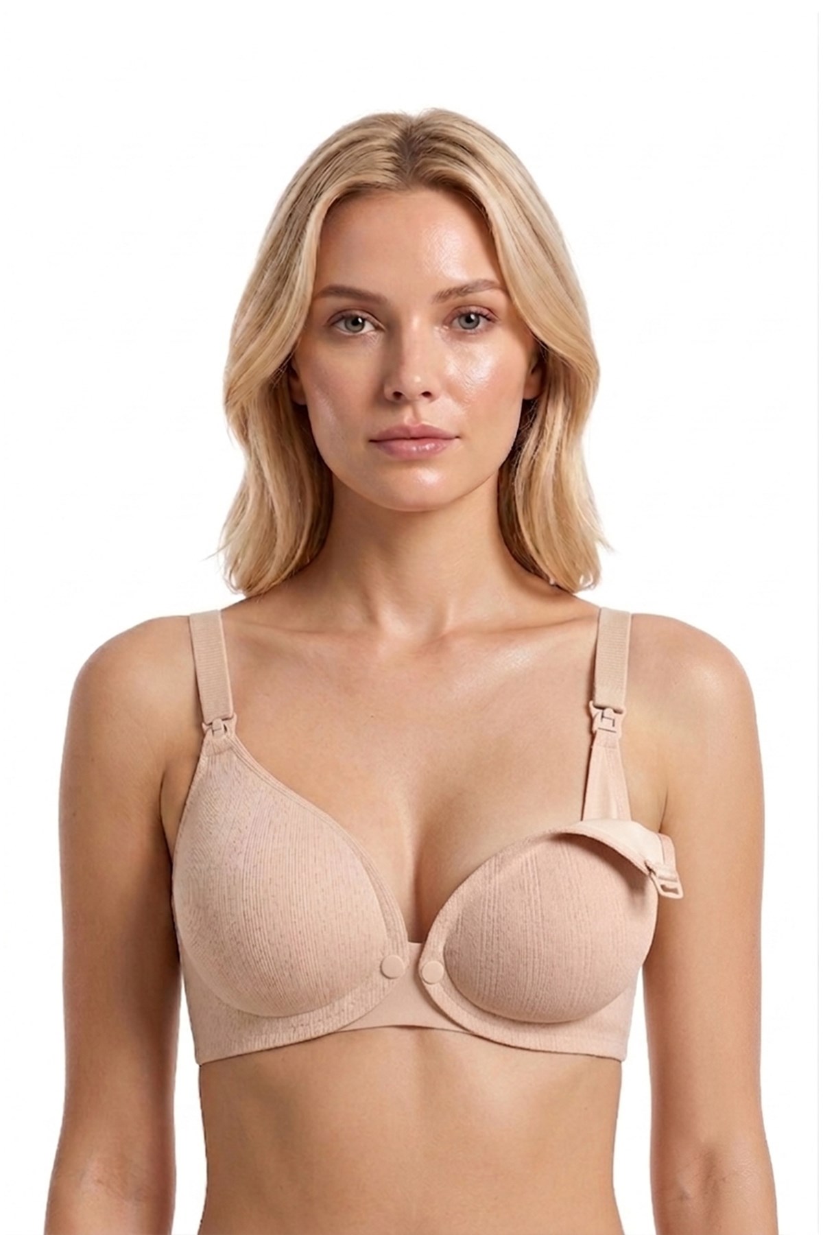 Seamless Bra - Mavelle | Ten Lazer Kesim Klipsli ve Çıtçıtlı Önü Açılabilir Emzirme Sütyeni