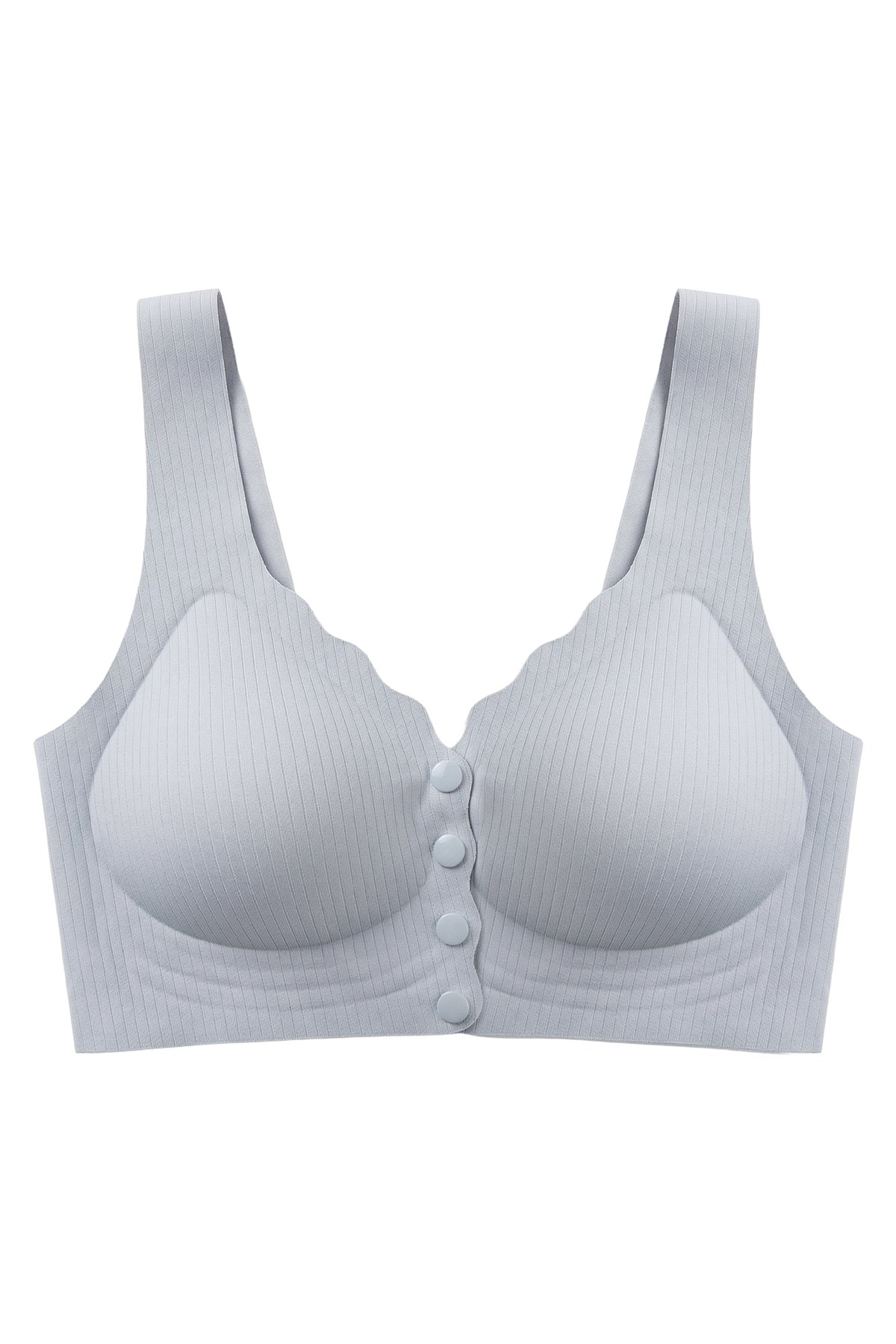 Seamless Bra - Feel | Gri Lazer Kesim Çizgi Detaylı Önü Açılabilir Dikişsiz Kadın Sütyen