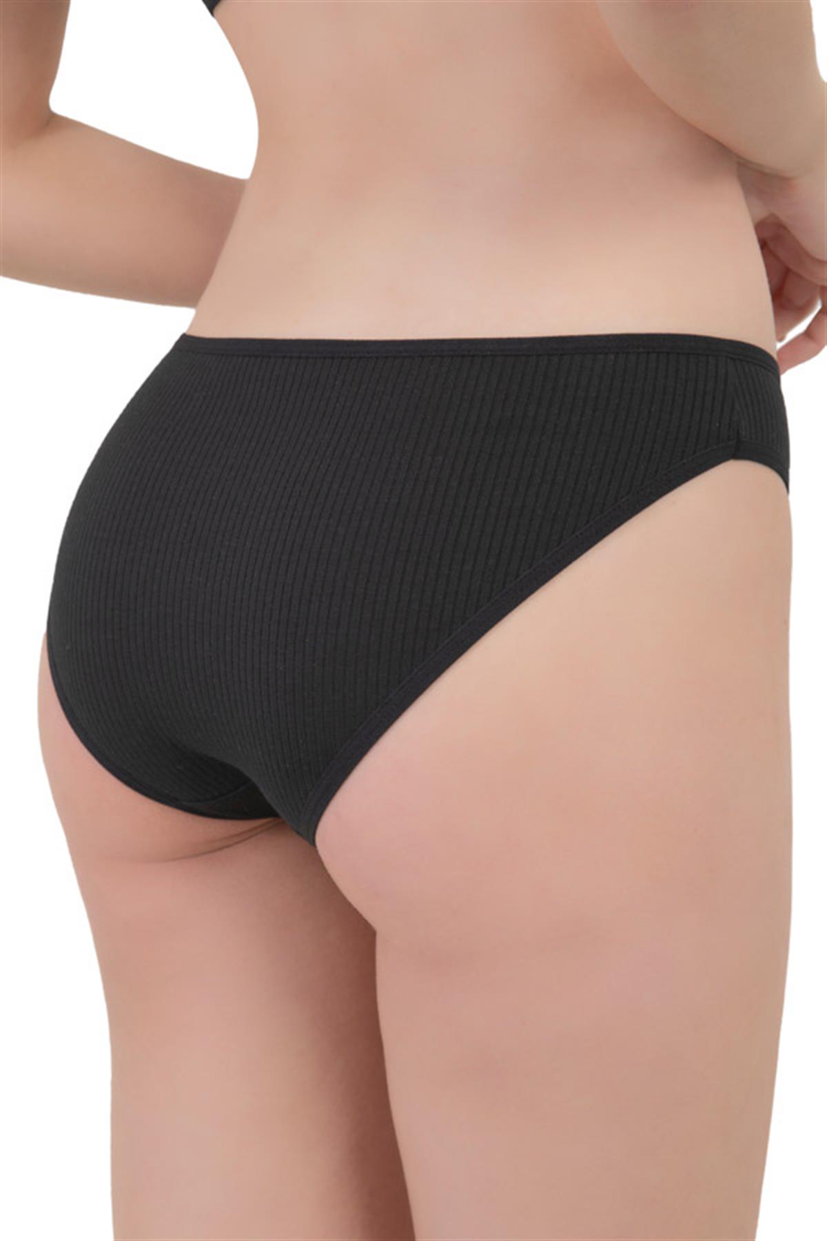 Kadın Pamuklu ve Likralı Fitilli Kaşkorse Bikini Külot 5li Paket