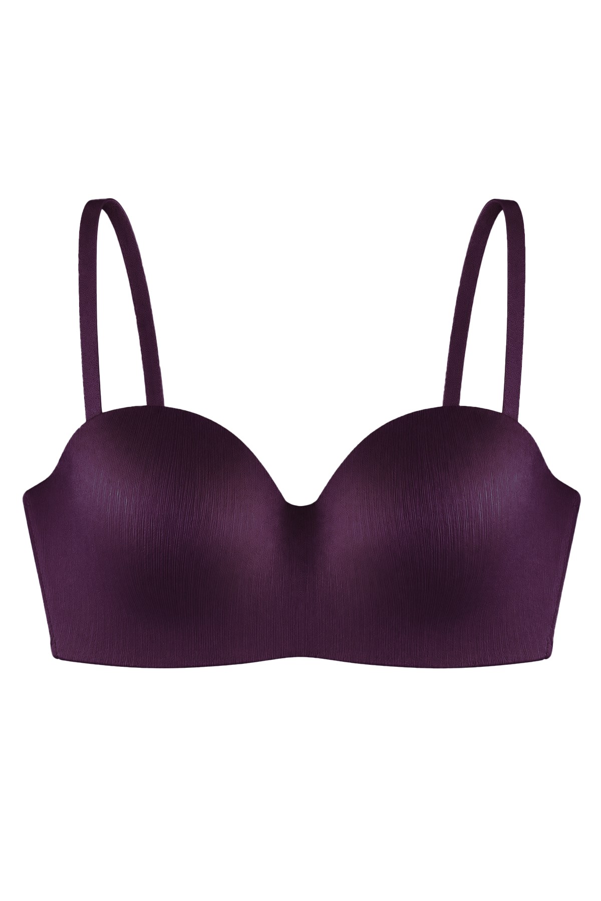 Seamless Bra - Maris | Mürdüm Micro Balenli Parlak Straplez Kadın Sütyen
