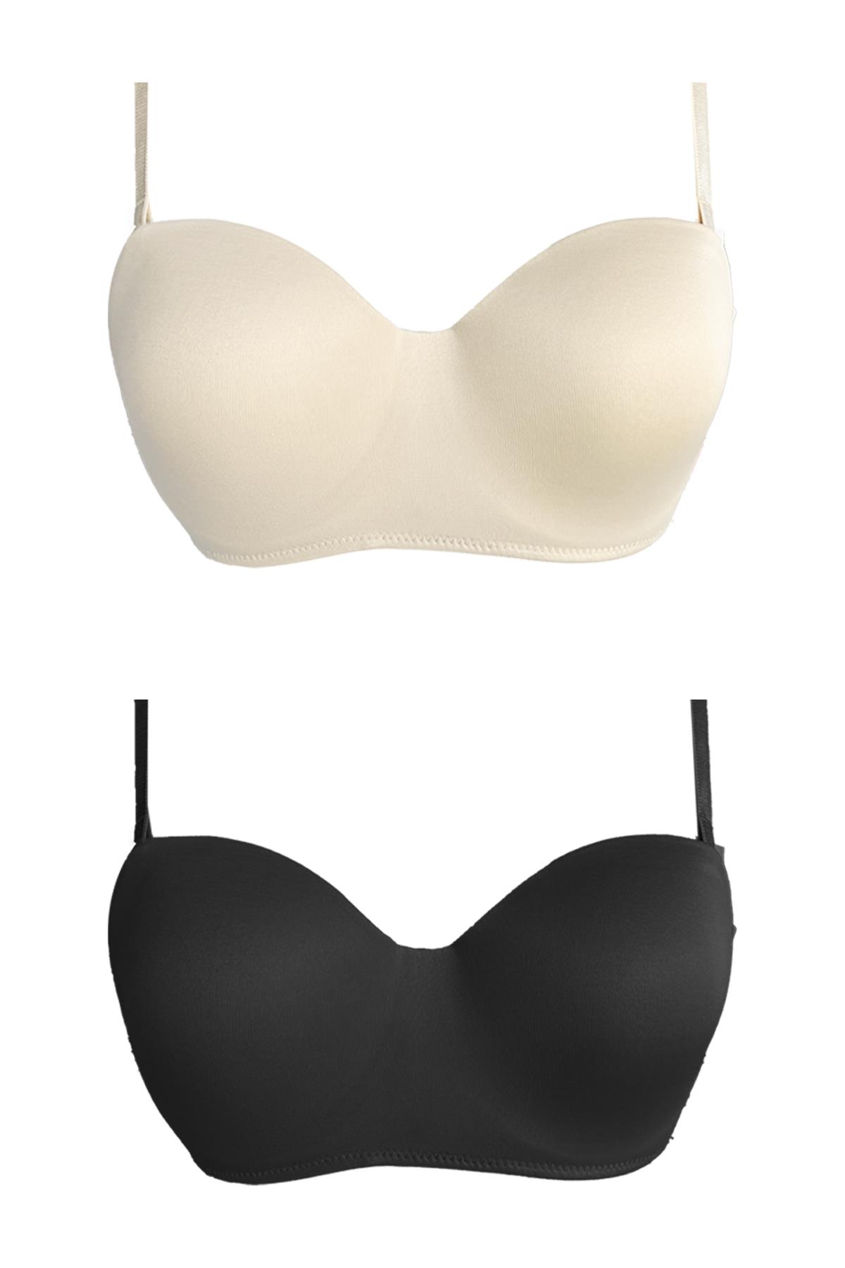 Balenli Toparlayıcı Dolgusuz Straplez Sütyen 2li Paket-2
