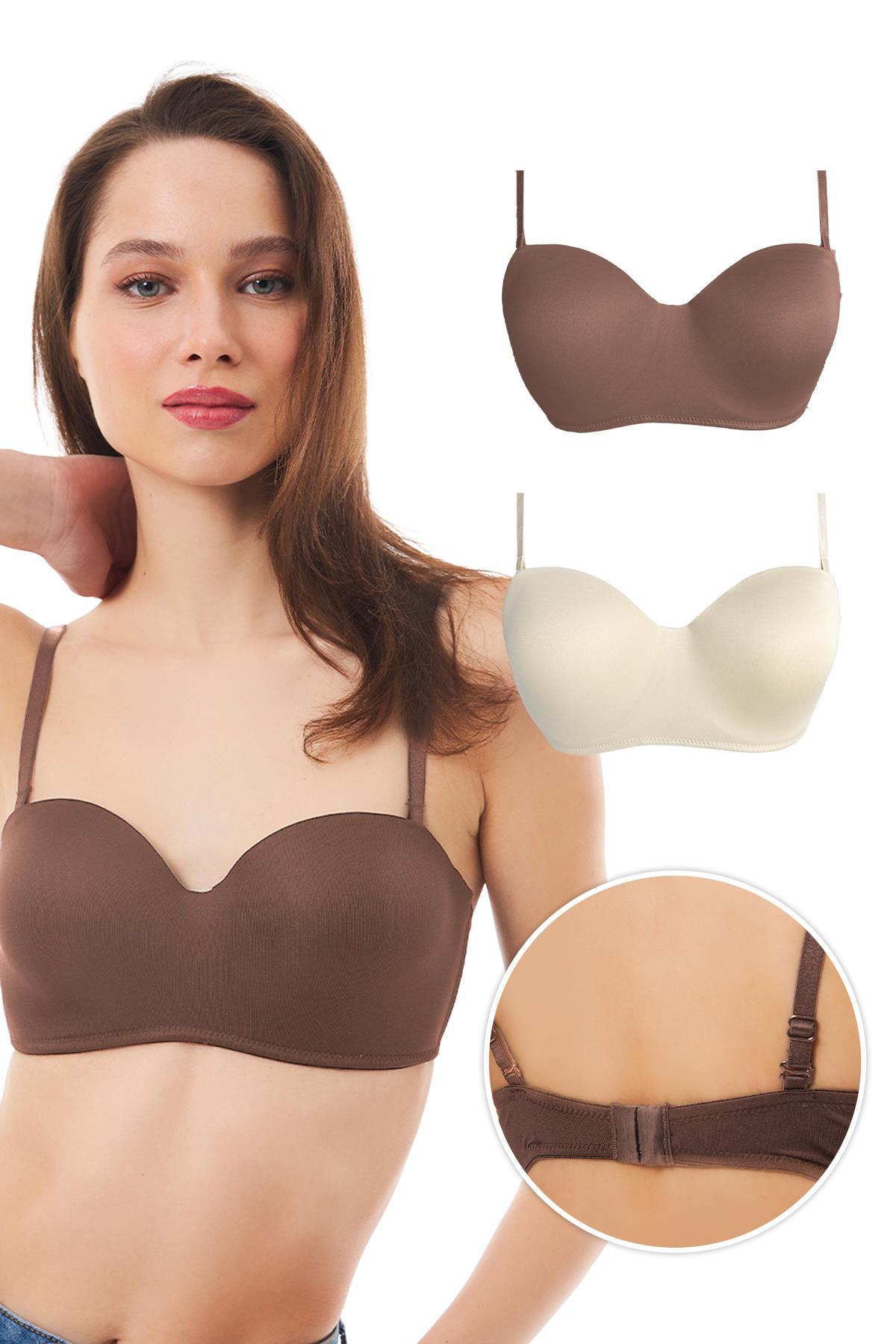 Balenli Toparlayıcı Dolgusuz Straplez Sütyen 2li Paket-2