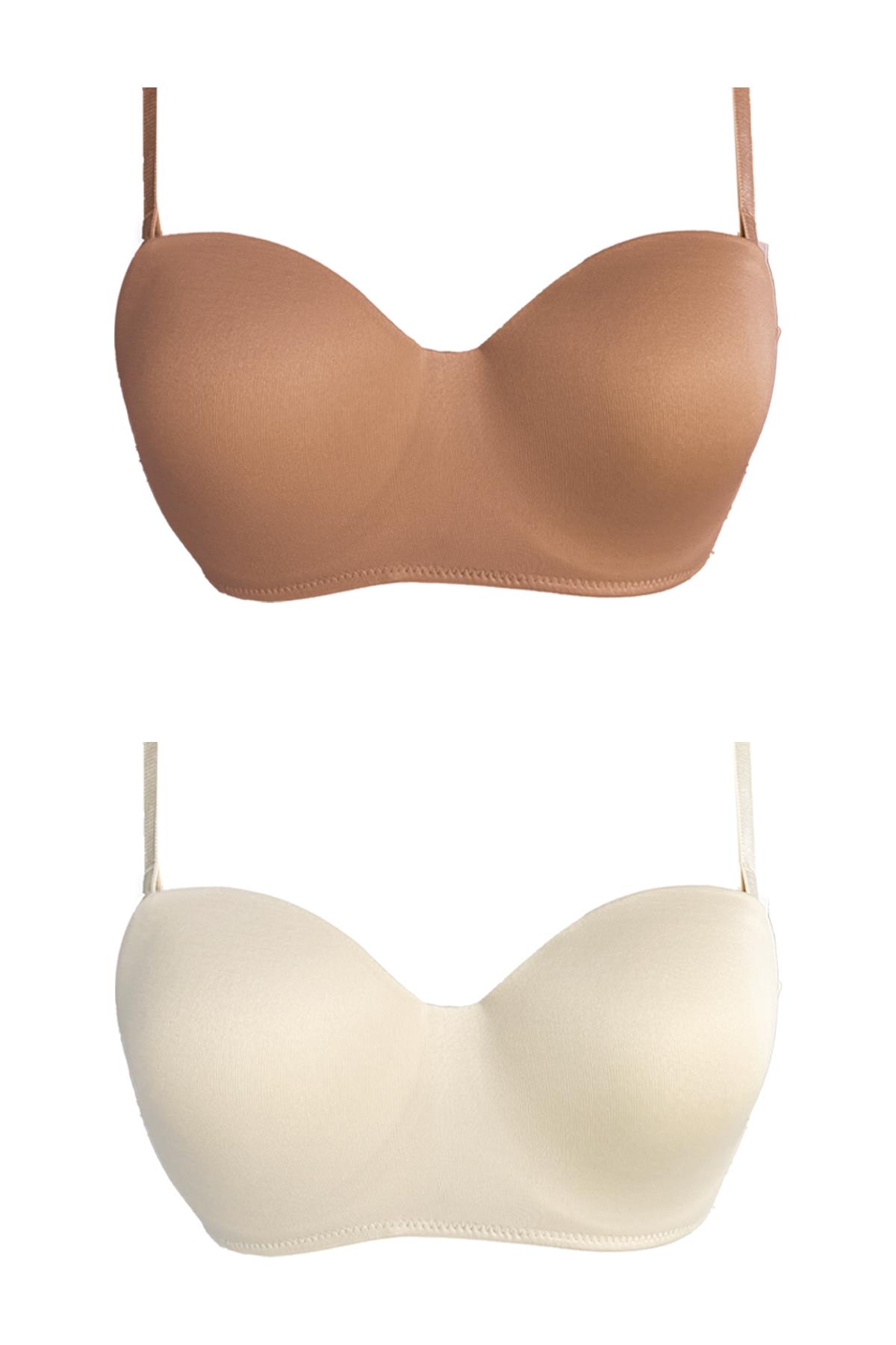 Balenli Toparlayıcı Dolgusuz Straplez Sütyen 2li Paket-3