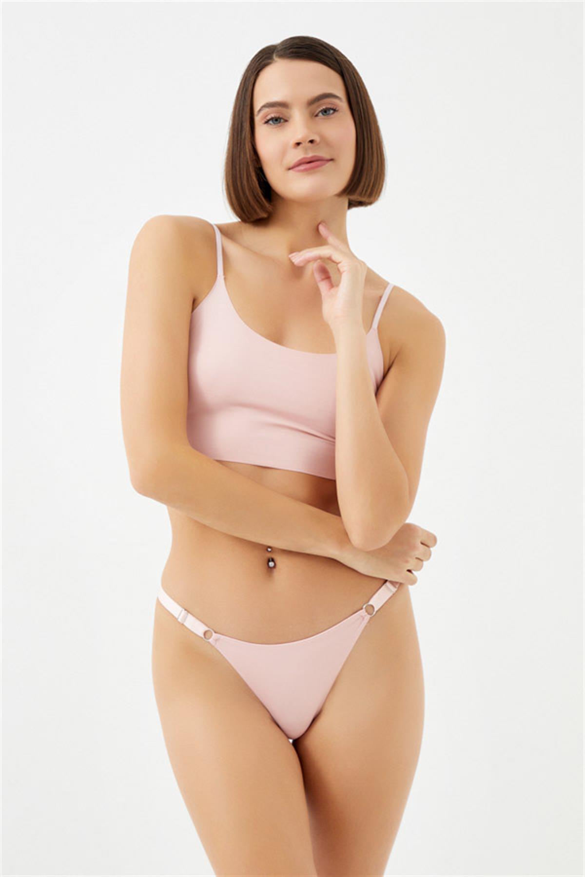 Halka Detaylı Ayarlanabilir Lastikli Kadın Tanga Külot 3lü Paket - 2