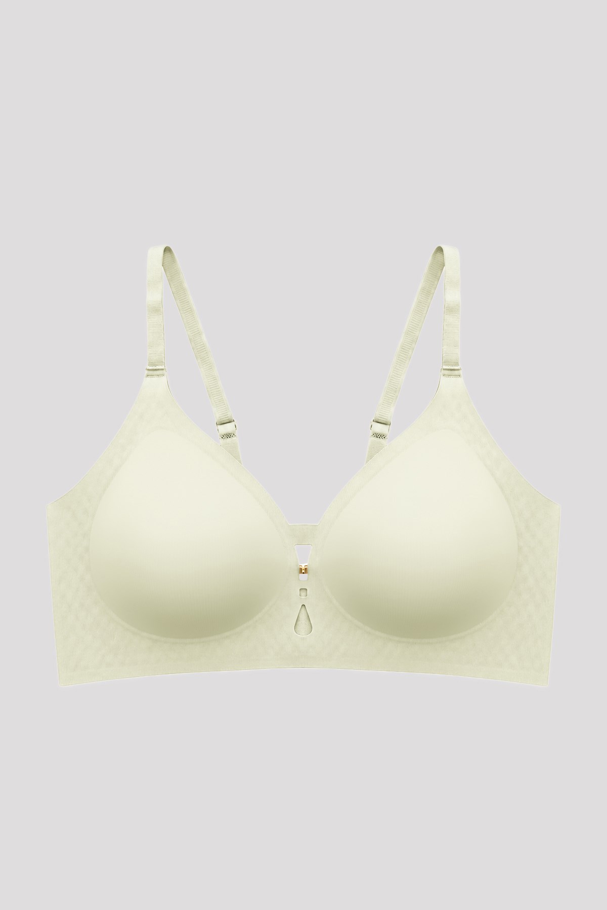 Seamless Bra - Elune | Krem Lazer Kesim Balensiz Dekolte Taş Detaylı Dikişsiz Kadın Sütyen