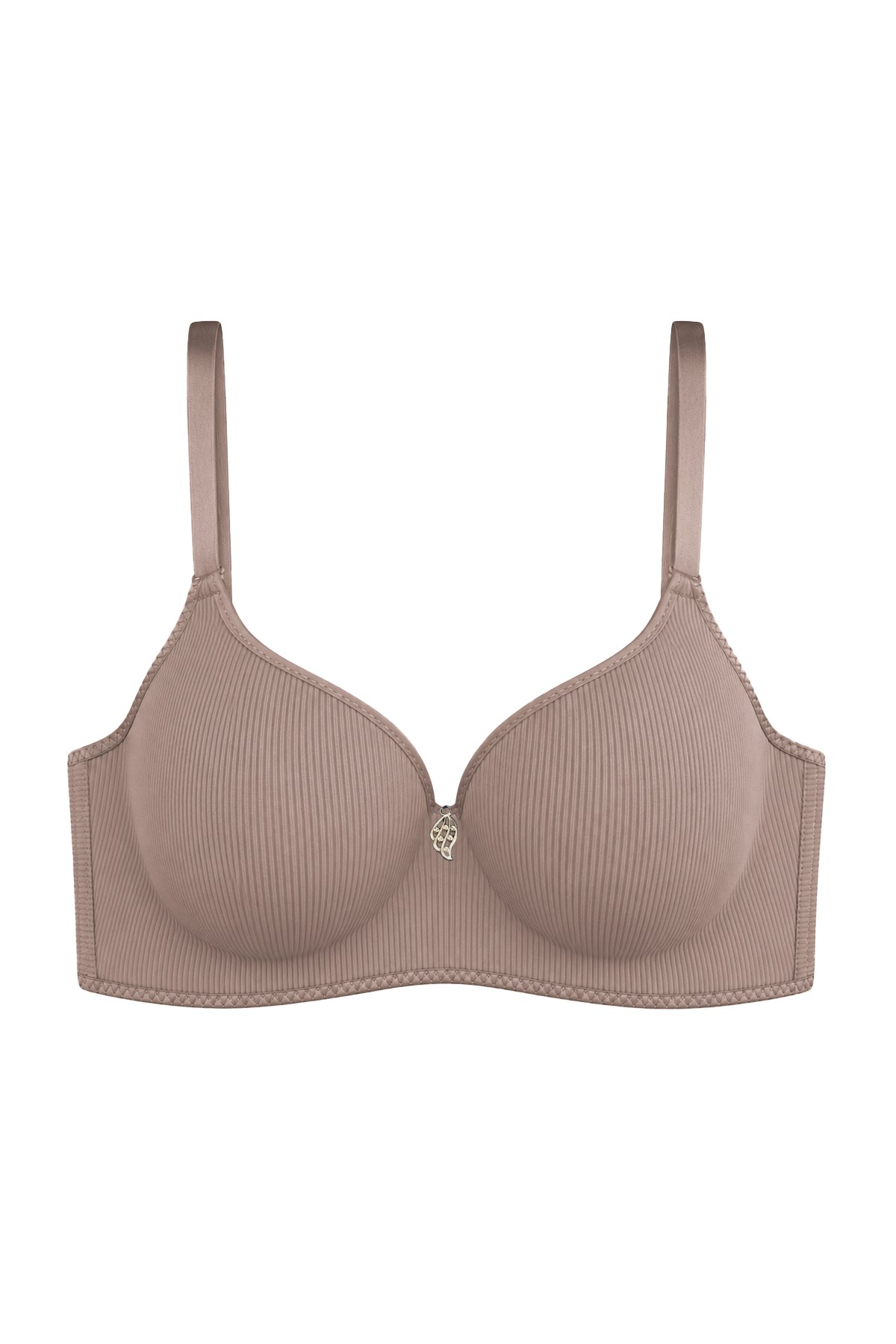 Seamless Bra - Renoa | Kahverengi Rib Dokulu Balensiz Doğal Form Straplez Kadın Sütyen
