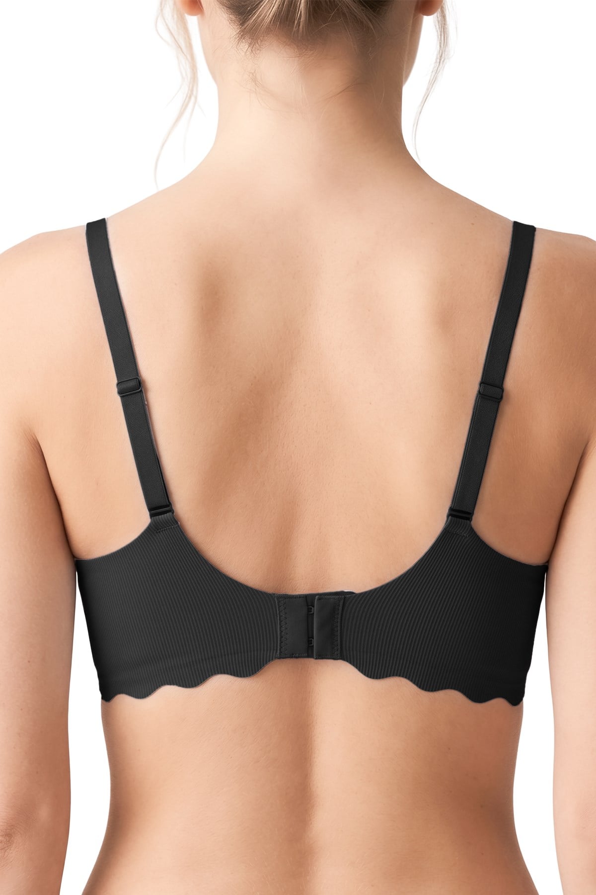 Seamless Bra - Lumera | Siyah Lazer Kesim Balensiz Rib Dokulu Dalga Kesim Dikişsiz Kadın Sütyen