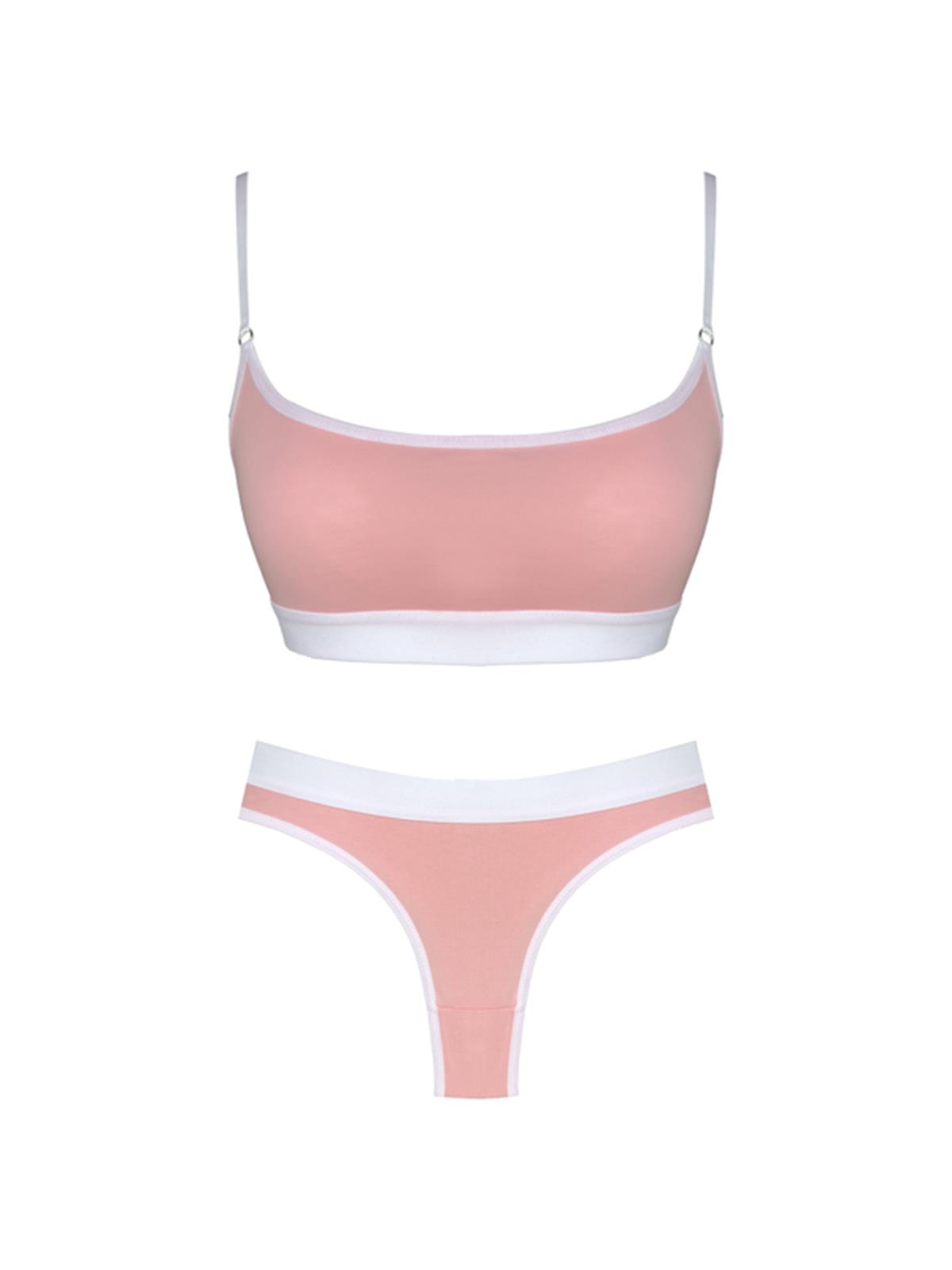 Pudra Pamuklu Lastik Detaylı Ayarlanabilir Askılı Kadın Sütyen Takımı