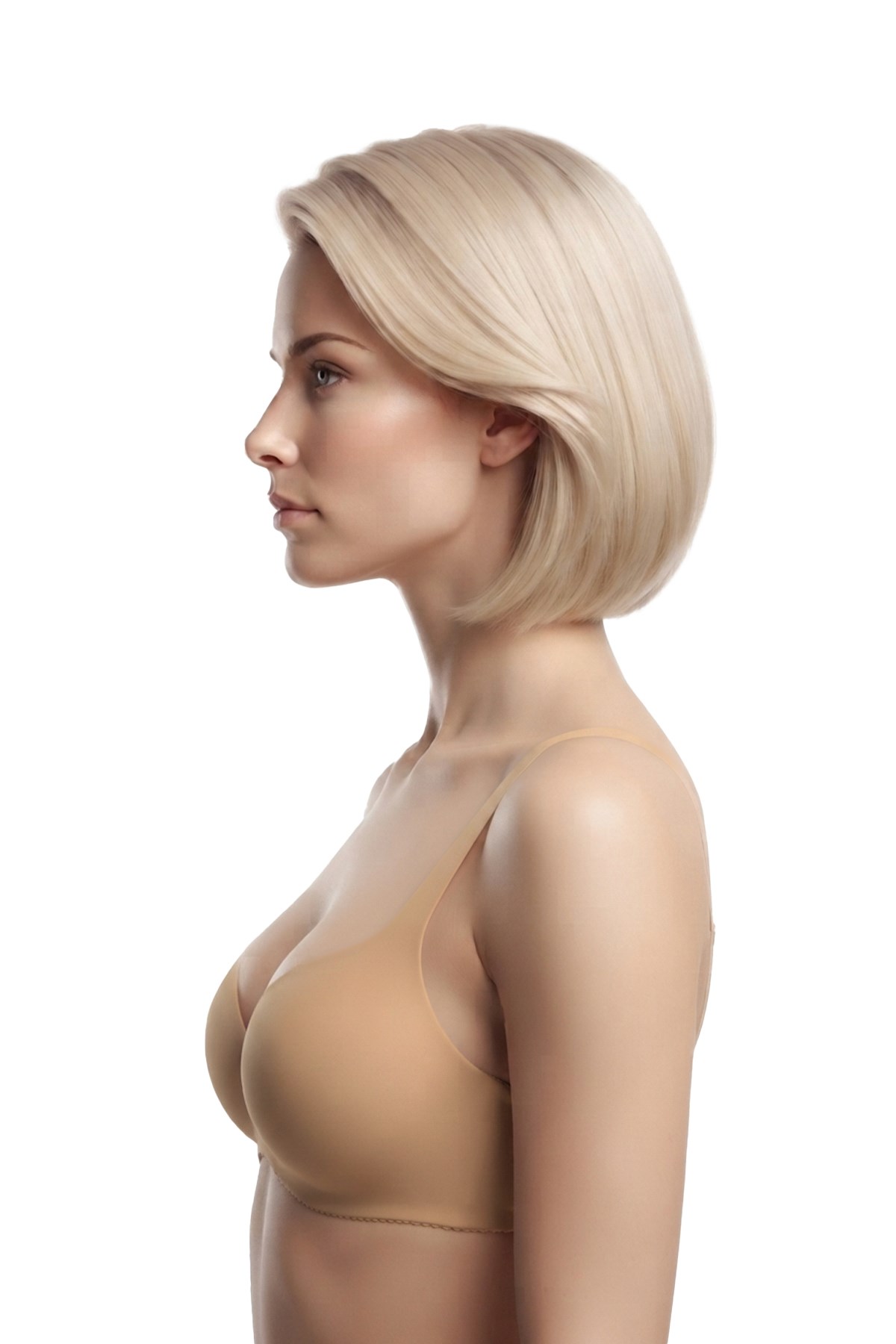 Seamless Bra - Selene | Ten Lazer Kesim Balenli Yarım Dolgulu Push Up Straplez Kadın Sütyen