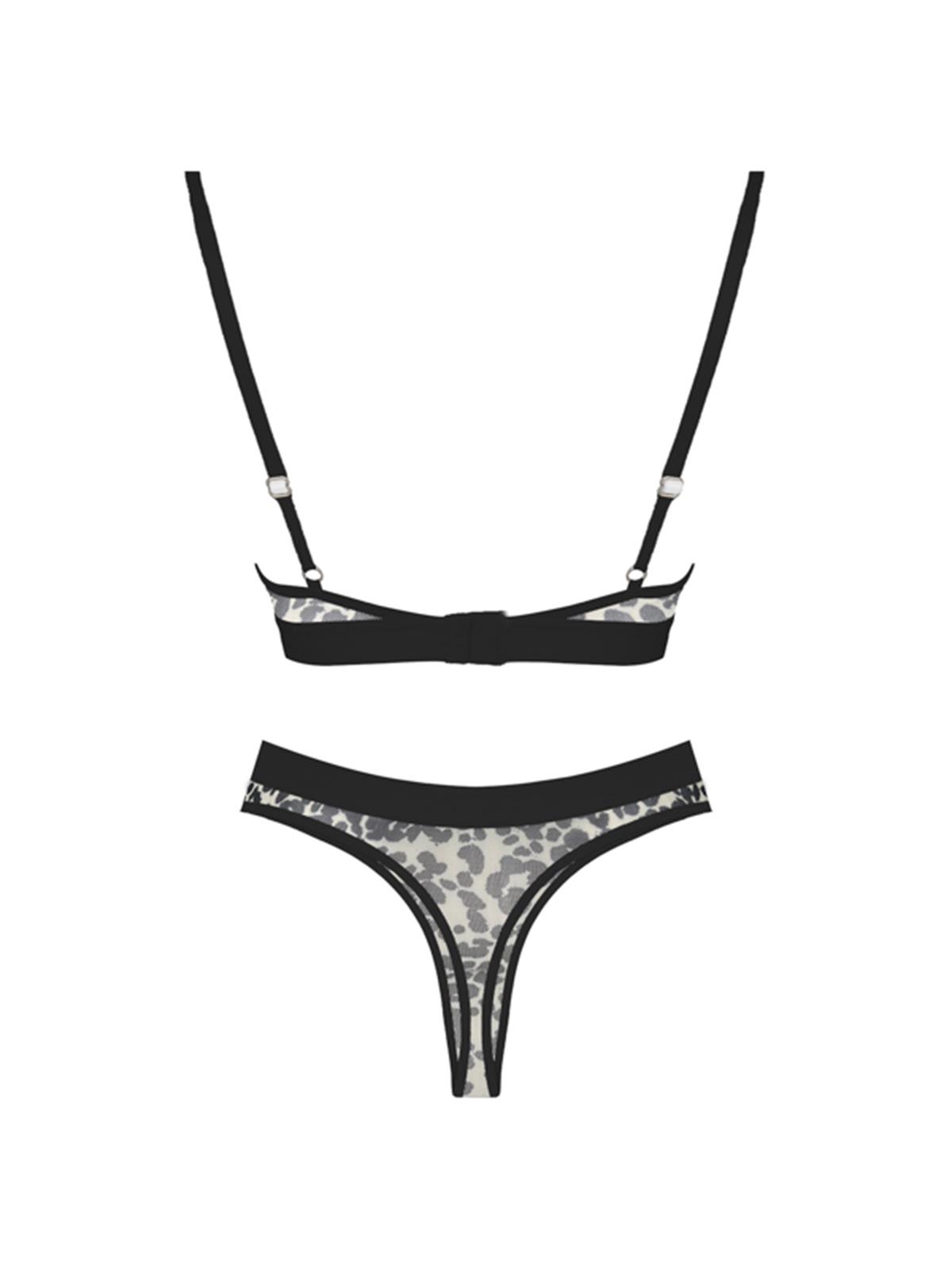 Ten Leopar Desenli Ayarlanabilir Askılı Transparan Tüllü Kadın Sütyen Takımı
