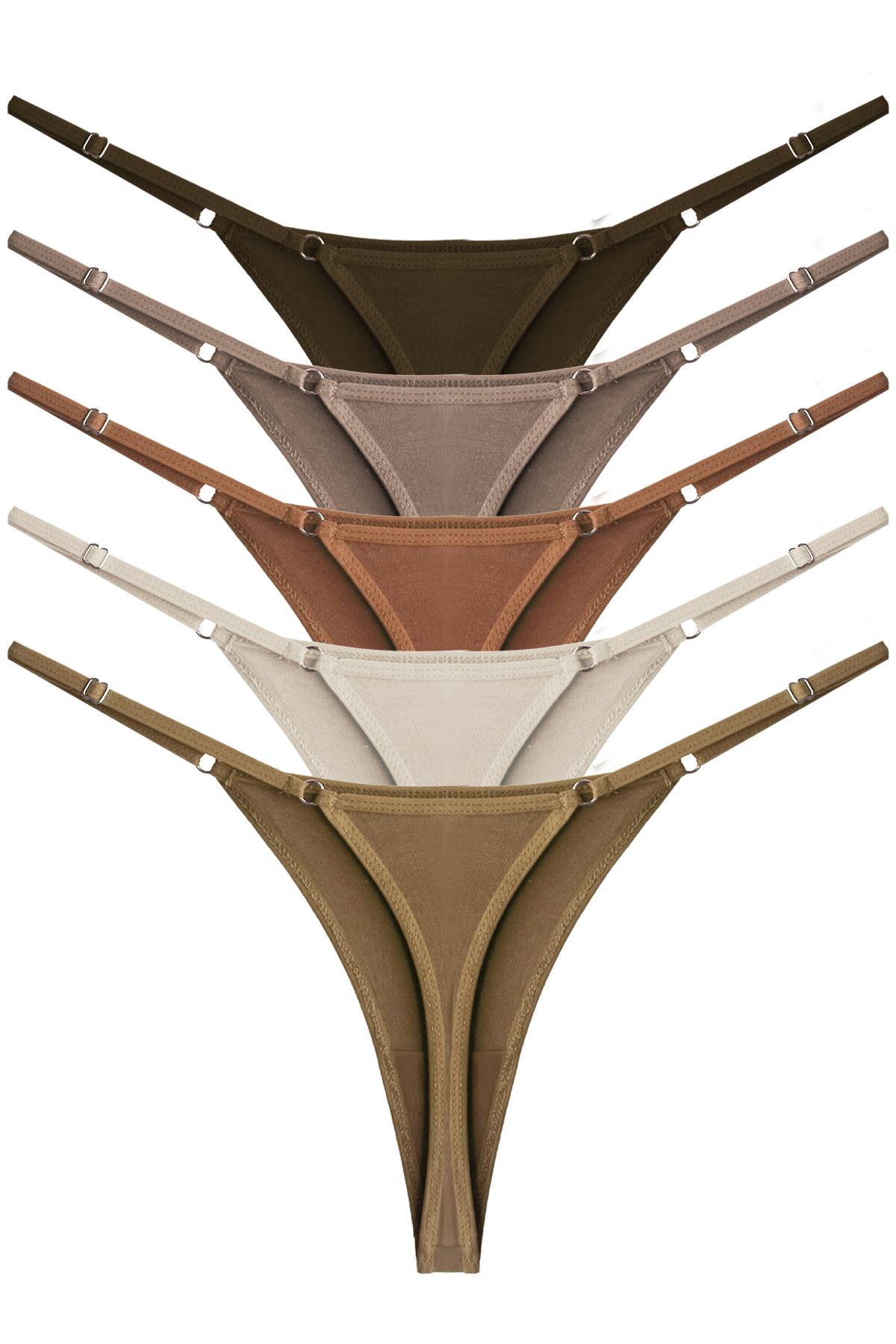 Basic Pamuklu Beli Ayarlanır Kadın Tanga Külot 5li Paket-2