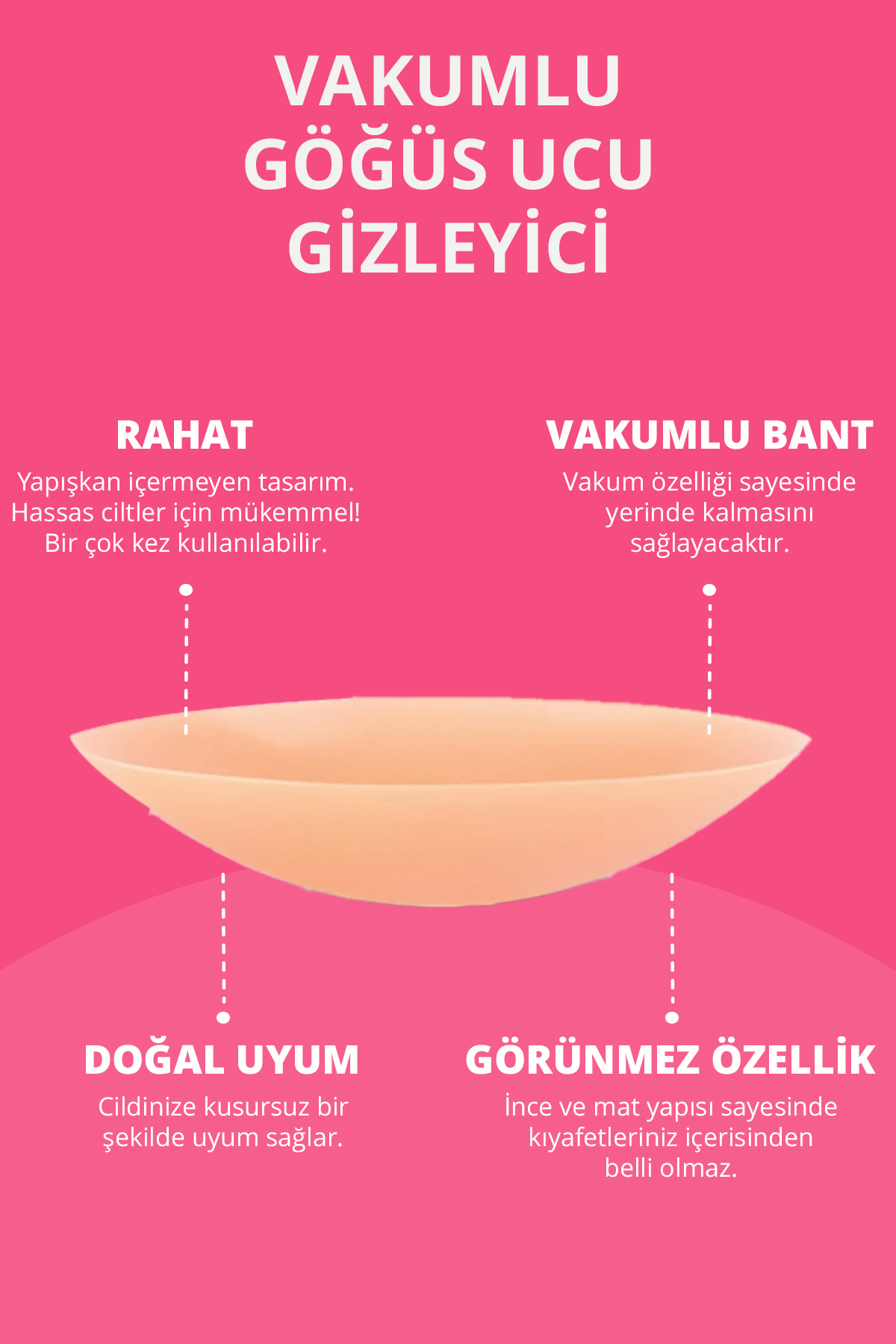 Ten Vakumlu Yapışkansız Göğüs Ucu Kapatıcı, Meme Ucu Kapatıcı 2li Paket