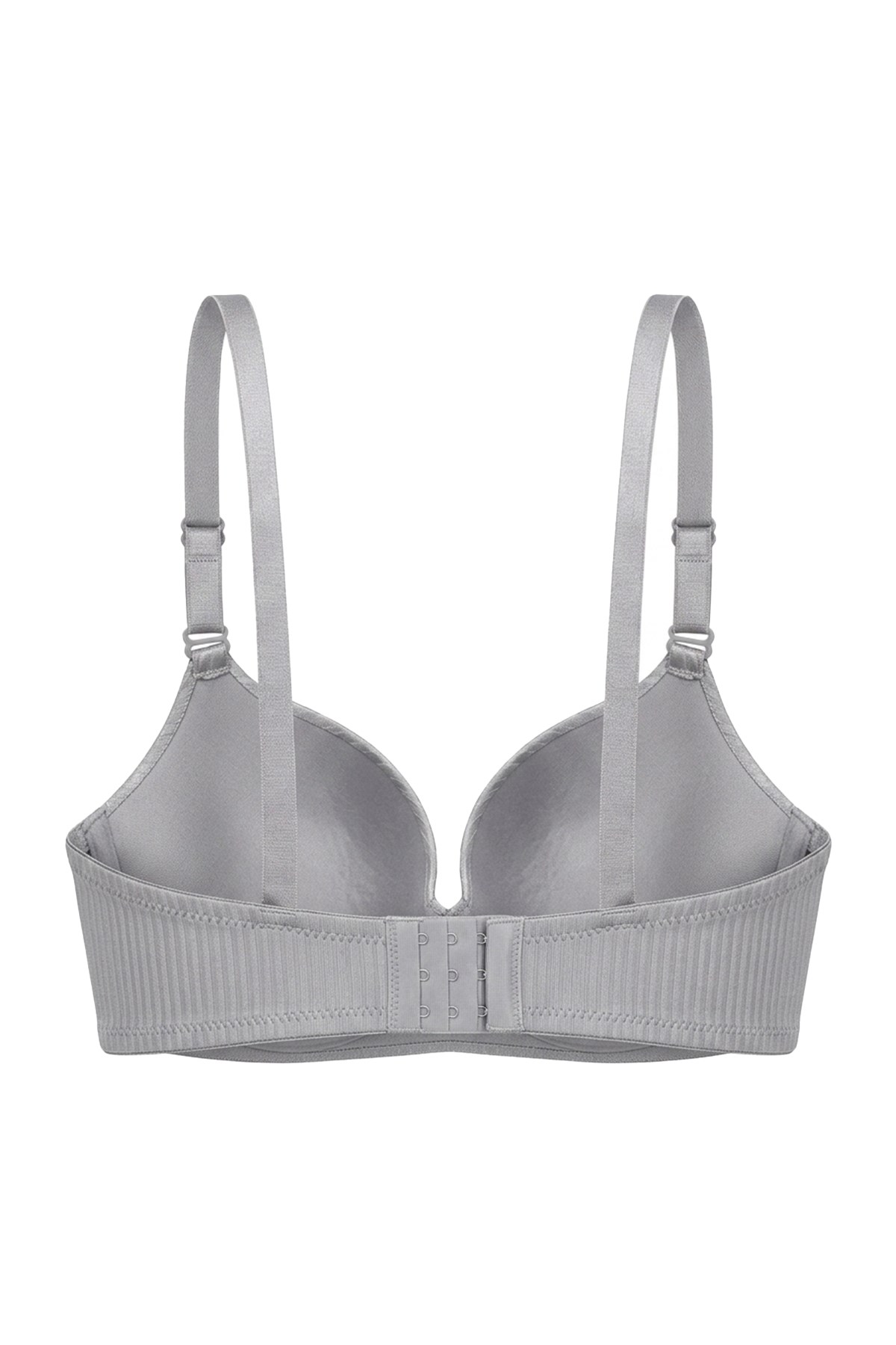 Seamless Bra - Rivelle | Gri Mikro Çizgi Desenli Balensiz Günlük Kadın Sütyen