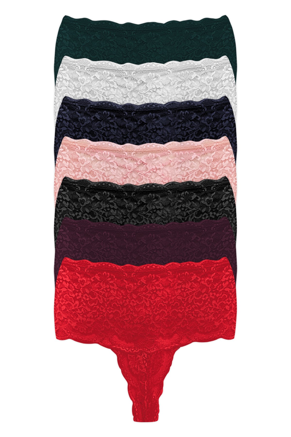 Dantelli Lastik Detaylı Yüksek Bel Kadın Tanga Külot 7li Paket