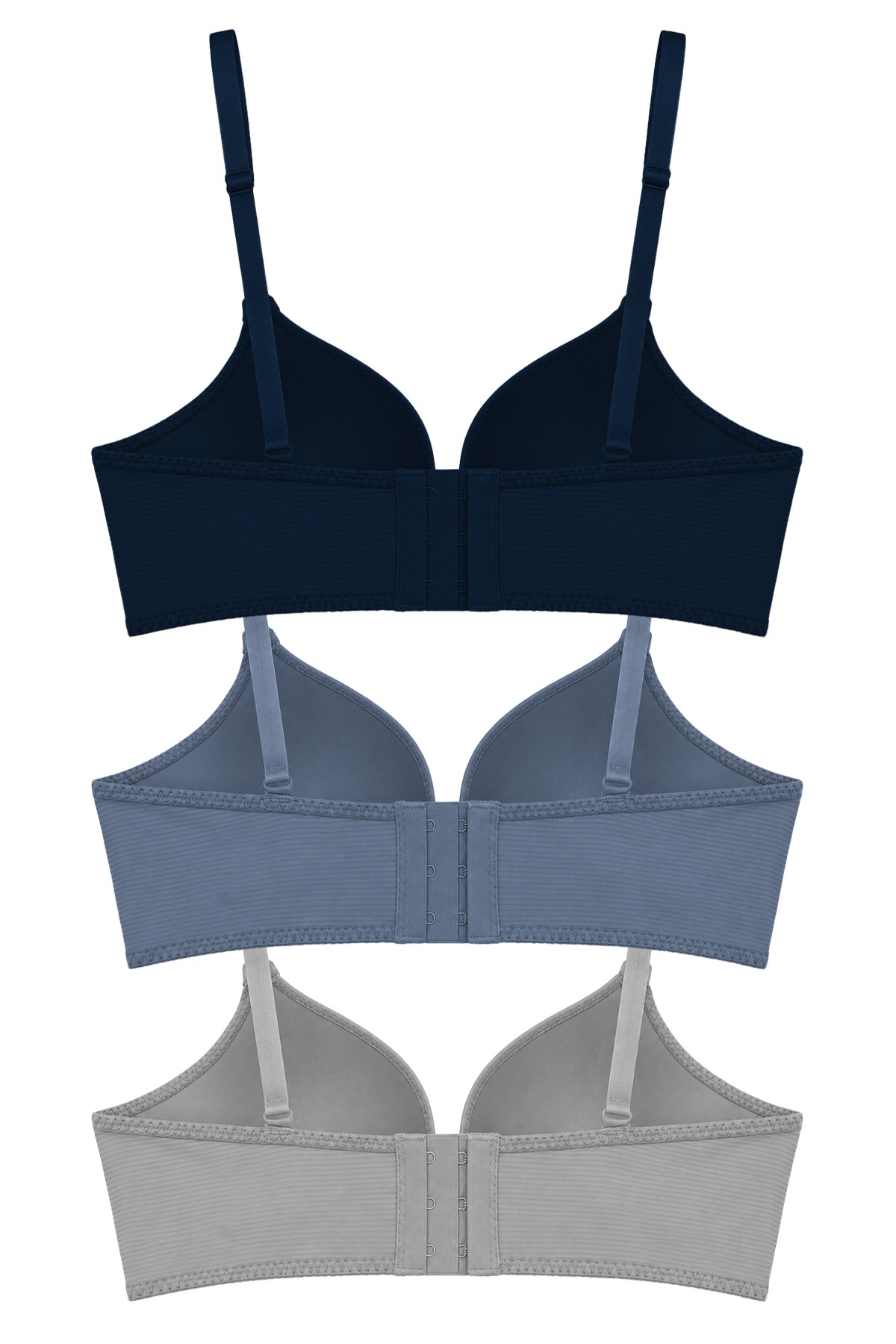 Seamless Bra - Renoa | Rib Dokulu Balensiz Doğal Form Straplez Kadın Sütyen 3lü Paket