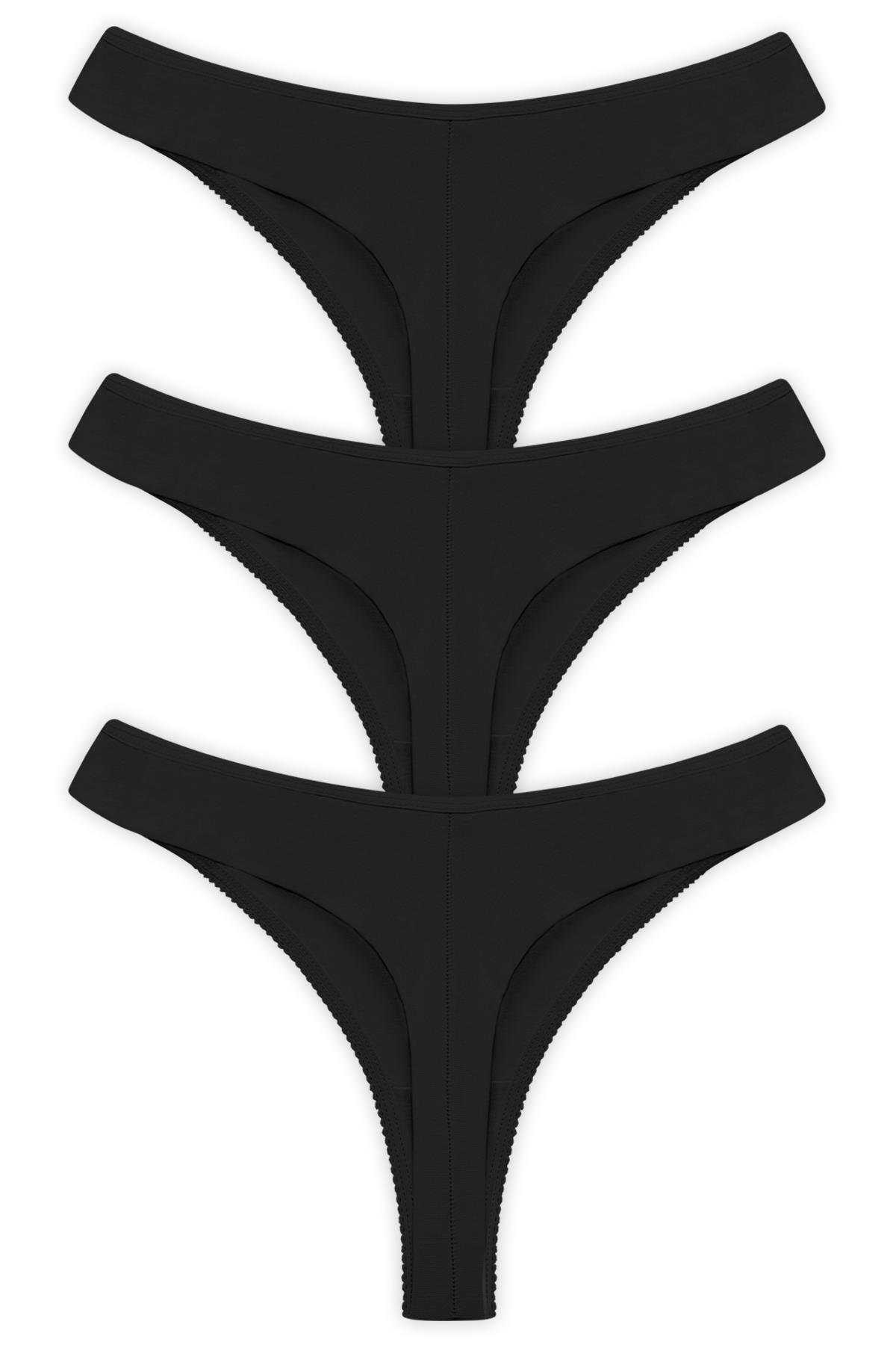 Basic Pamuklu Kadın Tanga 3lü Paket Külot - 3
