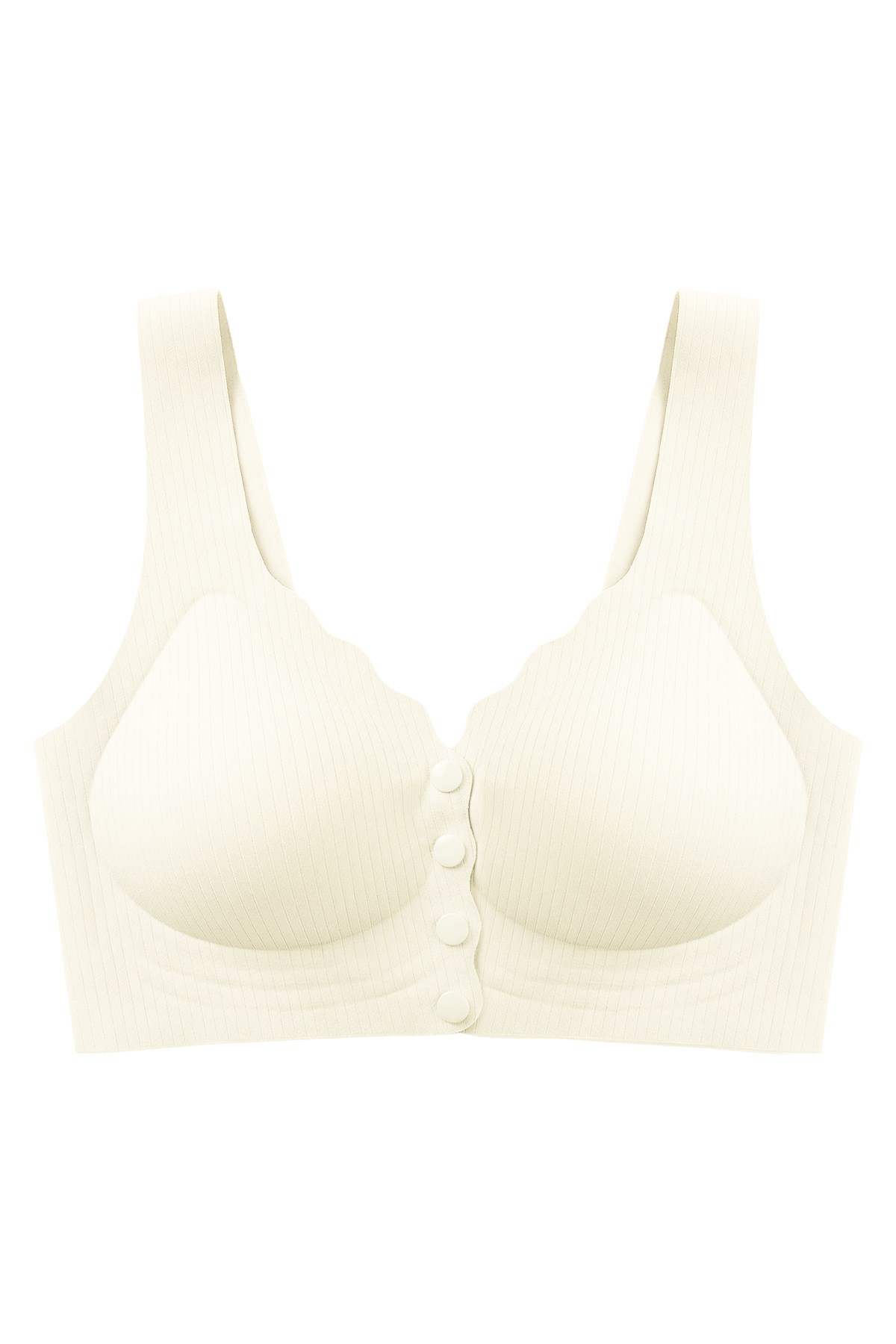 Seamless Bra - Feel | Krem Lazer Kesim Çizgi Detaylı Önü Açılabilir Dikişsiz Kadın Sütyen