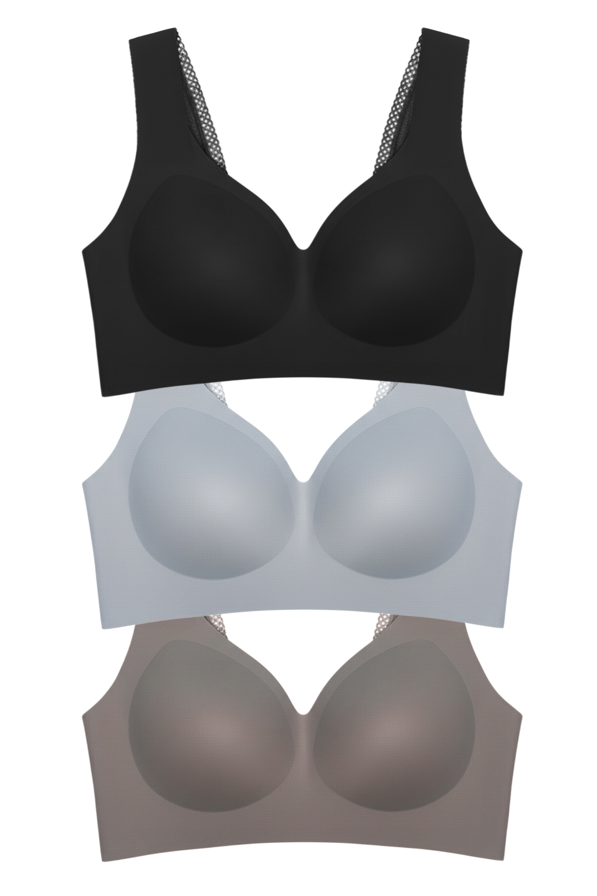 Seamless Bra - Lace | Lazer Kesim Dikişsiz Dantel Detaylı Balensiz Kadın Sütyen 3lü Paket-2