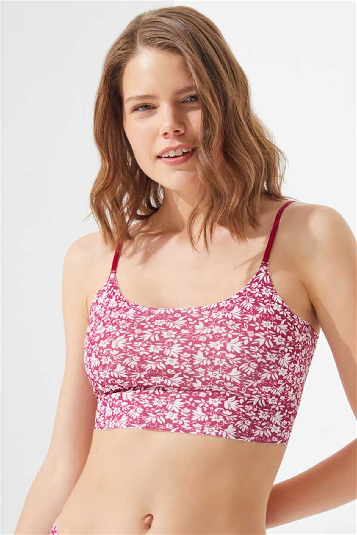 Ayarlanabilir Askılı Lazer Kesim Desenli Crop Büstiyer 6lı Paket