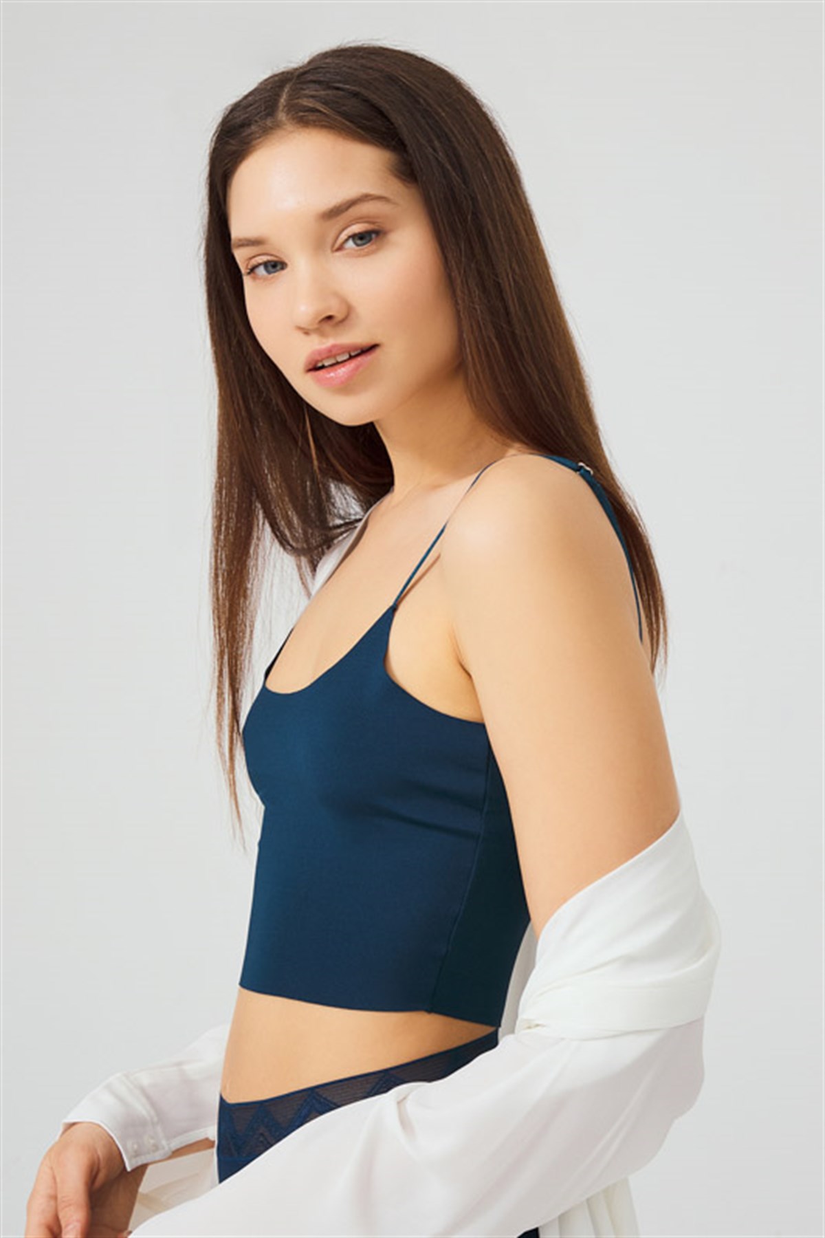 Ayarlanabilir İnce Askılı Lazer Kesim Crop Büstiyer 3lü Paket-2