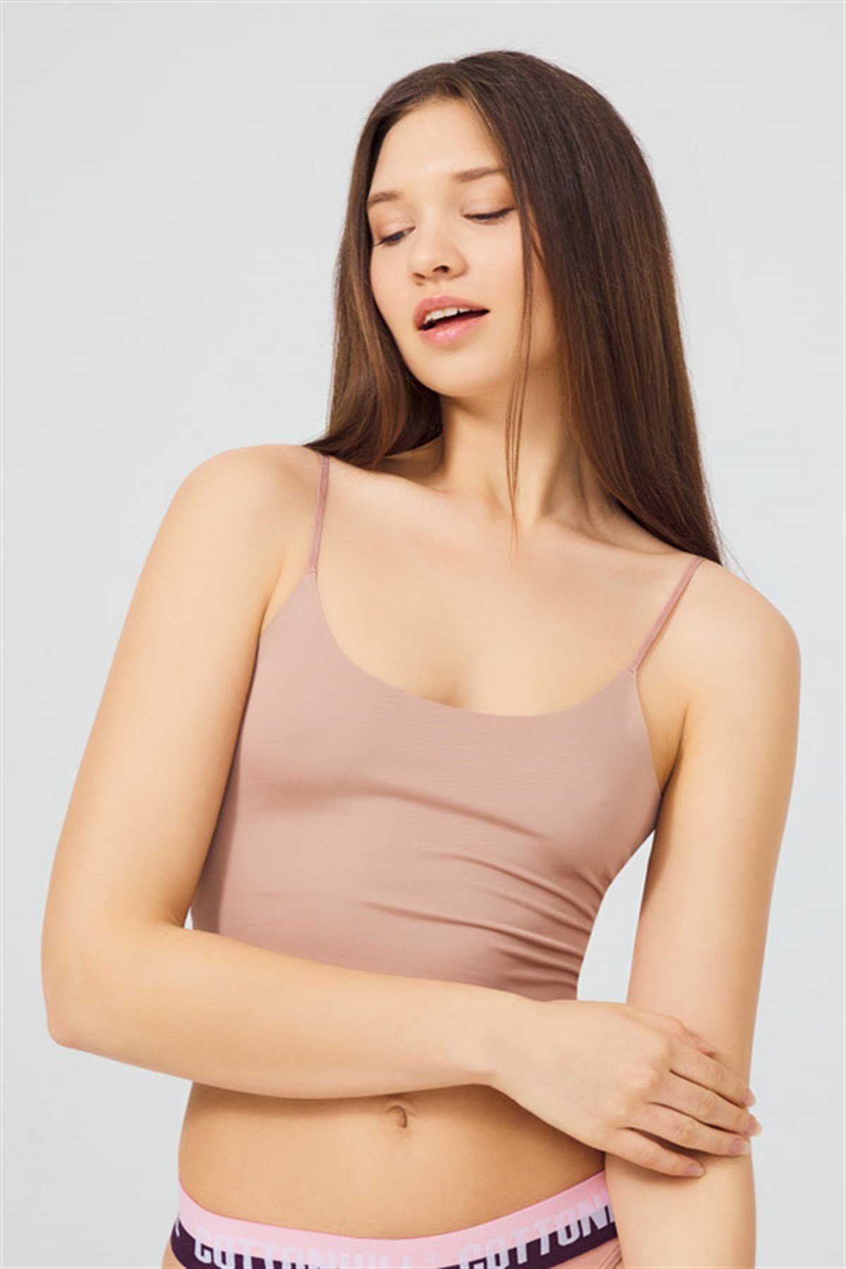 Ayarlanabilir İnce Askılı Lazer Kesim Crop Büstiyer 5li Paket