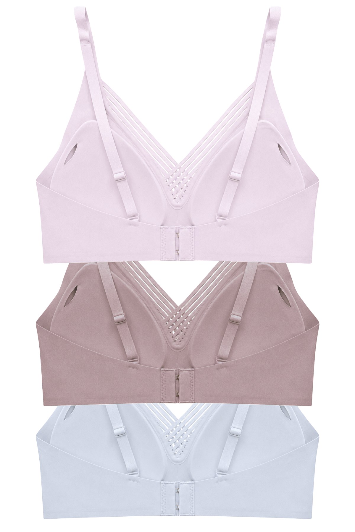 Seamless Bra - Lucent | Lazer Kesim Balensiz Ön Çapraz Şerit Detaylı Kadın Sütyen 3lü Paket