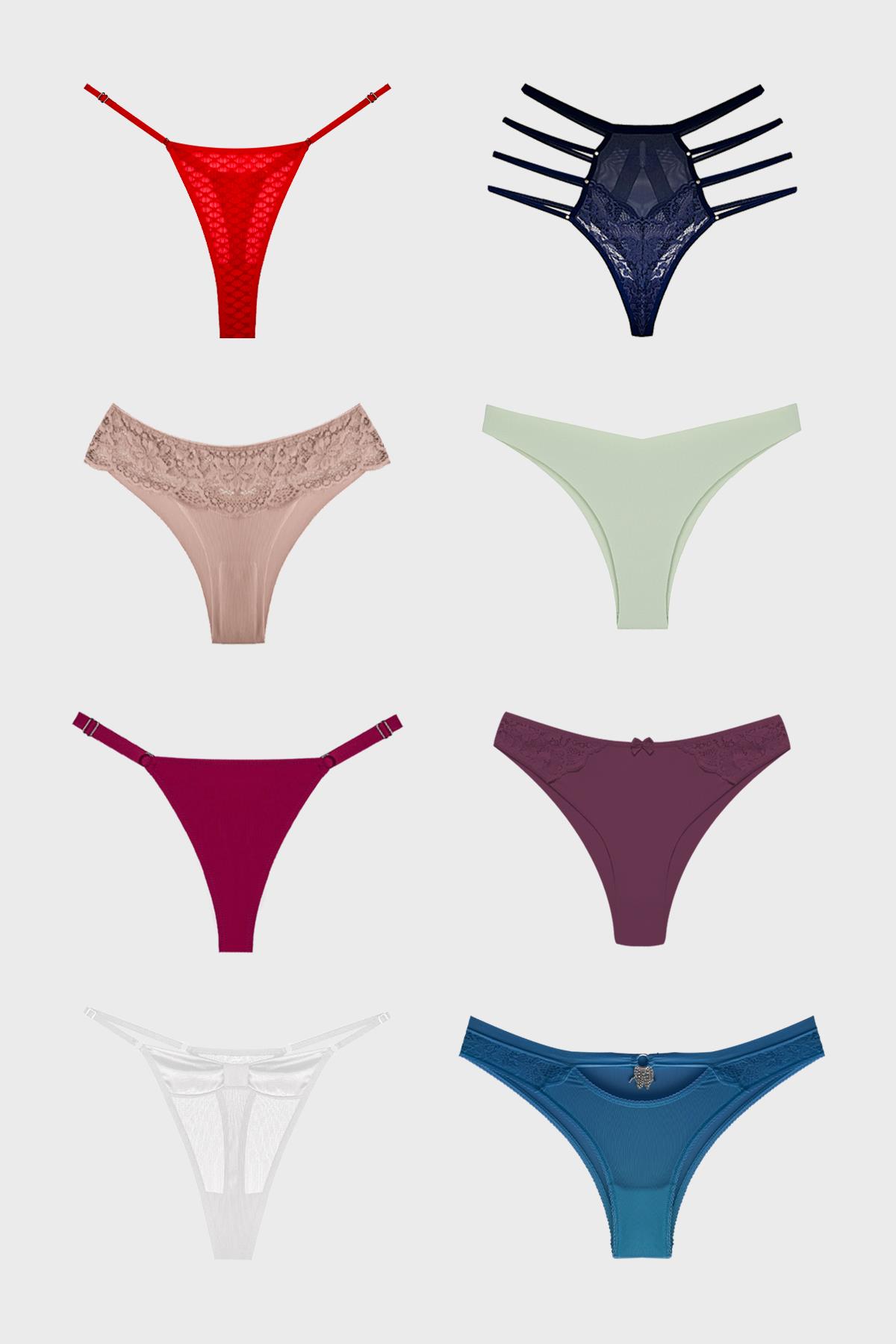 Kadın Bikini Külot Brezilya Külot Tanga Külot Karma Paket 5li