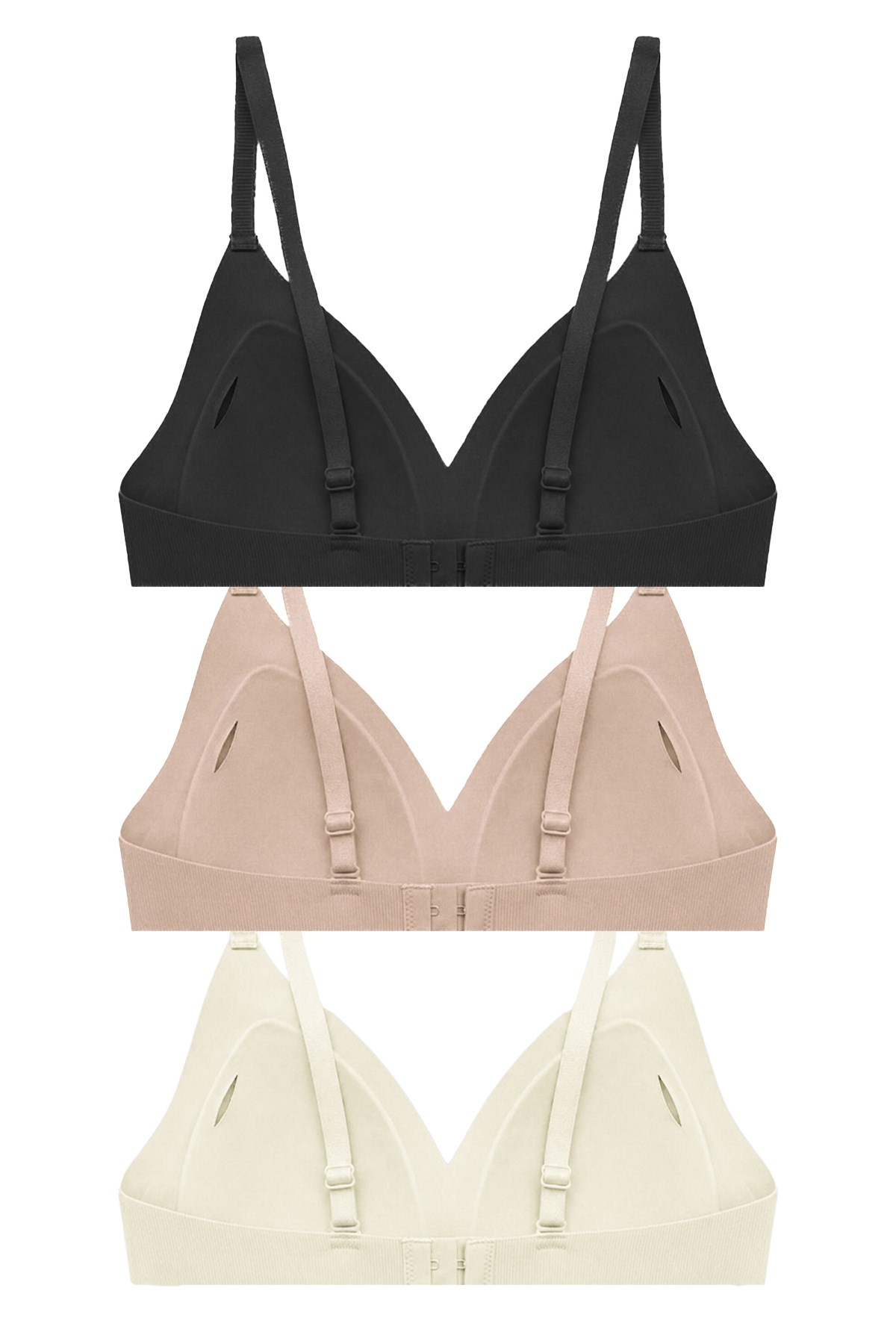 Seamless Bra - Velour | Lazer Kesim Balensiz Üçgen Form Dikişsiz Kadın Sütyen 3lü Paket-2