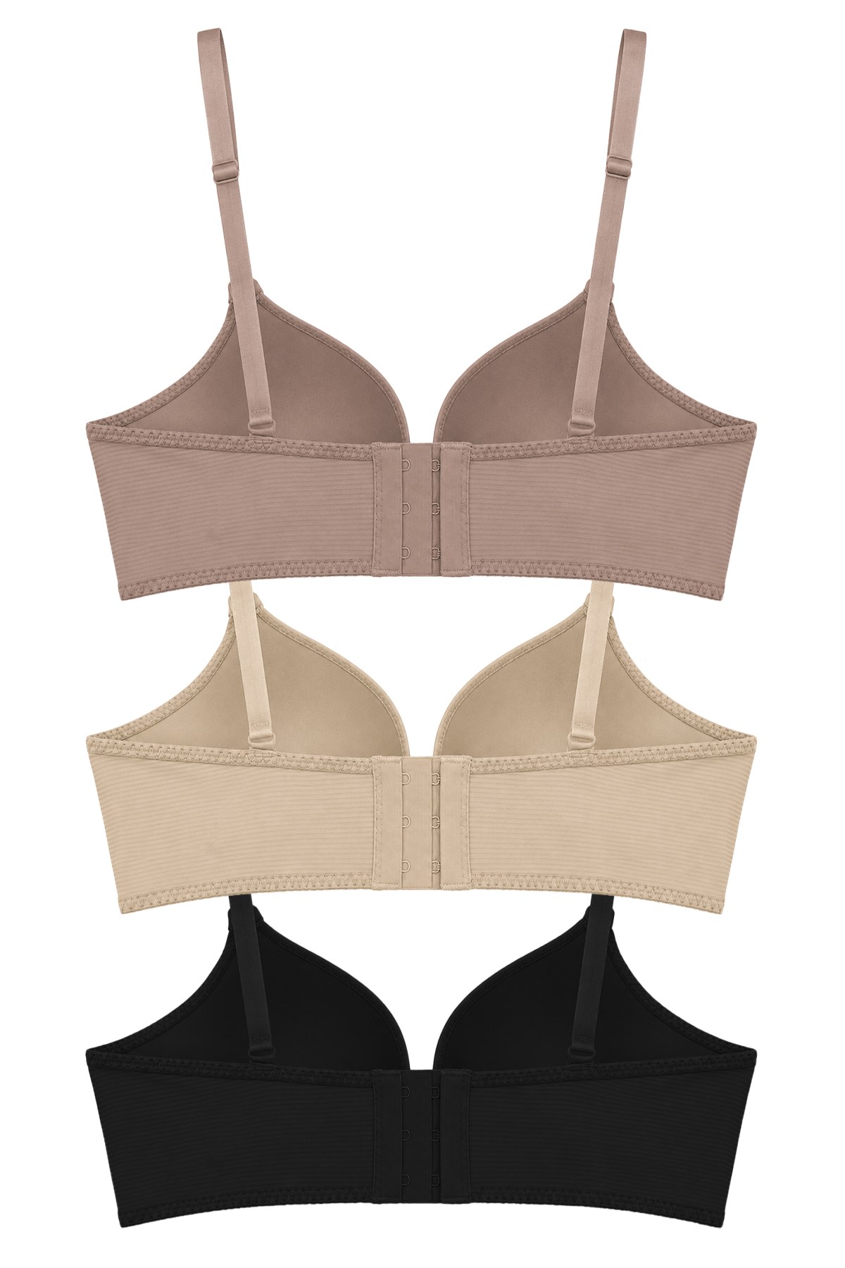 Seamless Bra - Renoa | Rib Dokulu Balensiz Doğal Form Straplez Kadın Sütyen 3lü Paket-2