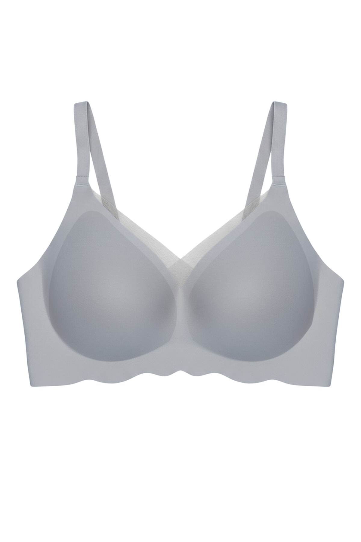 Seamless Bra - Touch | Gri Lazer Kesim Dikişsiz Tül ve Dalga Detaylı Balensiz Kadın Sütyen