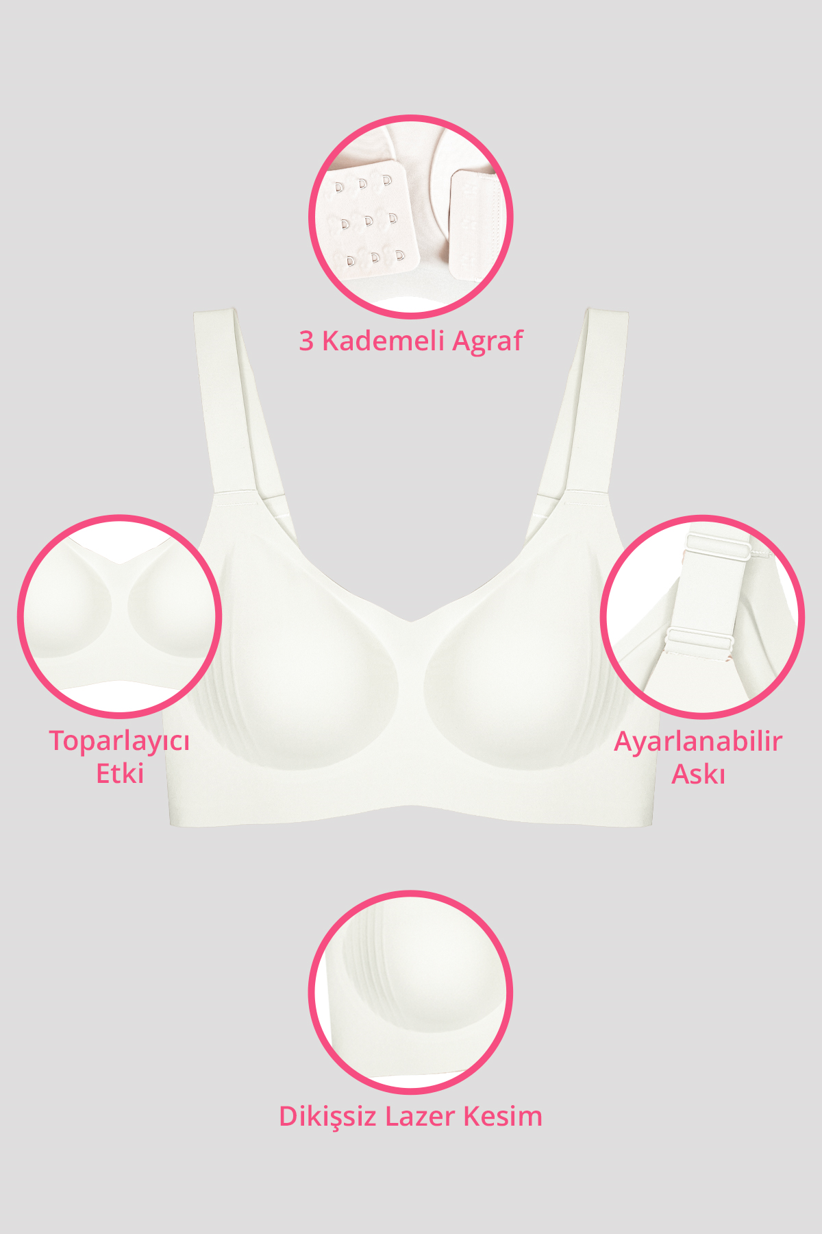 Seamless Bra - Curve | Krem Lazer Kesim Dikişsiz Toparlayıcı Büyük Beden Kadın Sütyen