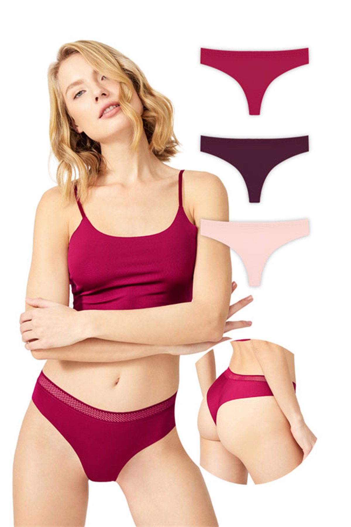 Basic File Lastlikli Lazer Kesim Brezilya Külot 3lü Paket