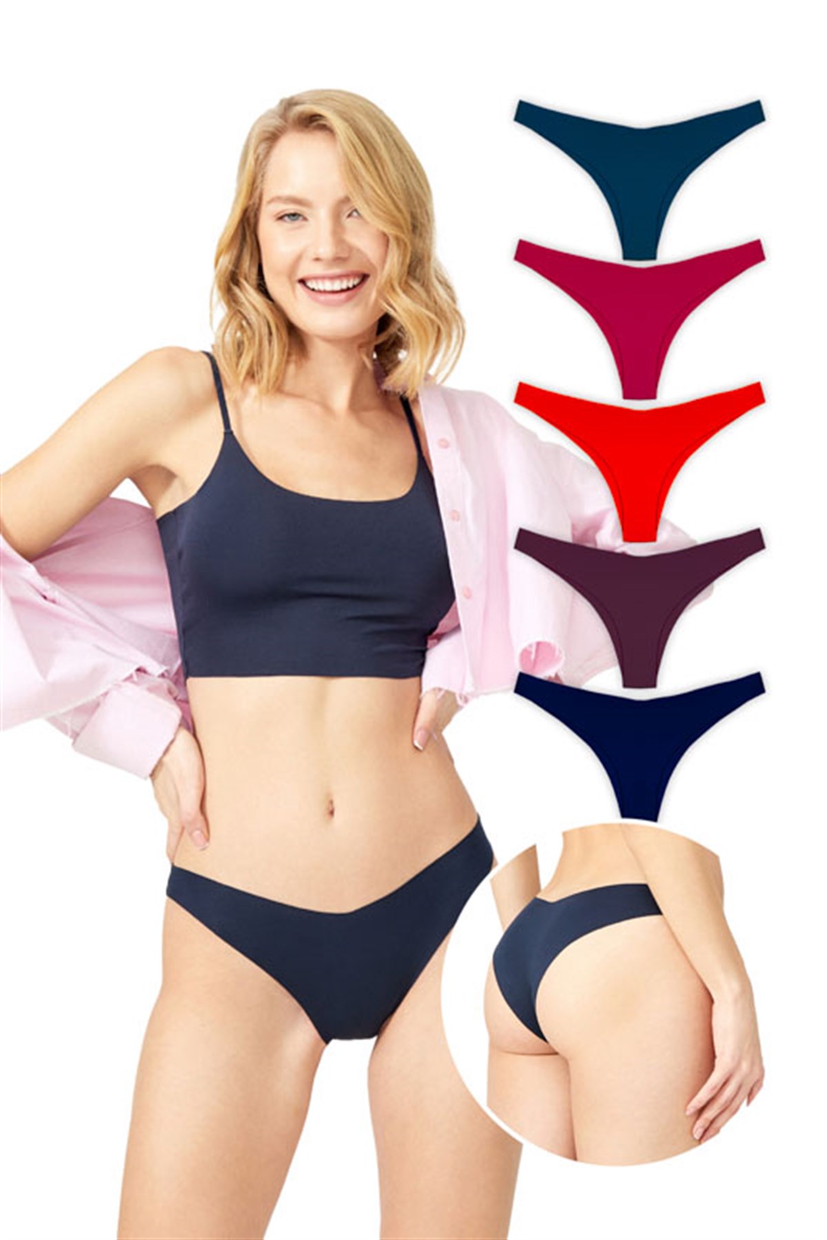 Basic İz Yapmayan Lazer Kesim Brezilya Külot 5li Paket - 2