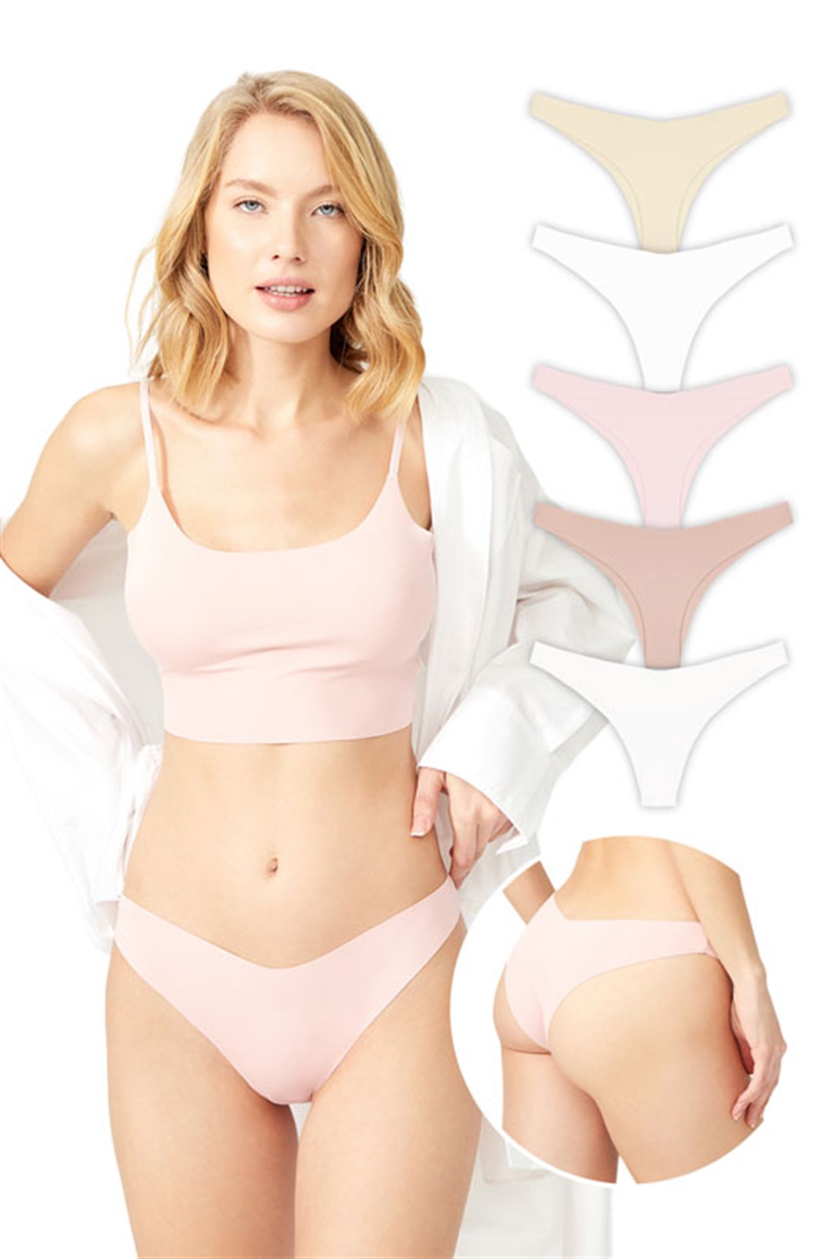 Basic İz Yapmayan Lazer Kesim Brezilya Külot 5li Paket