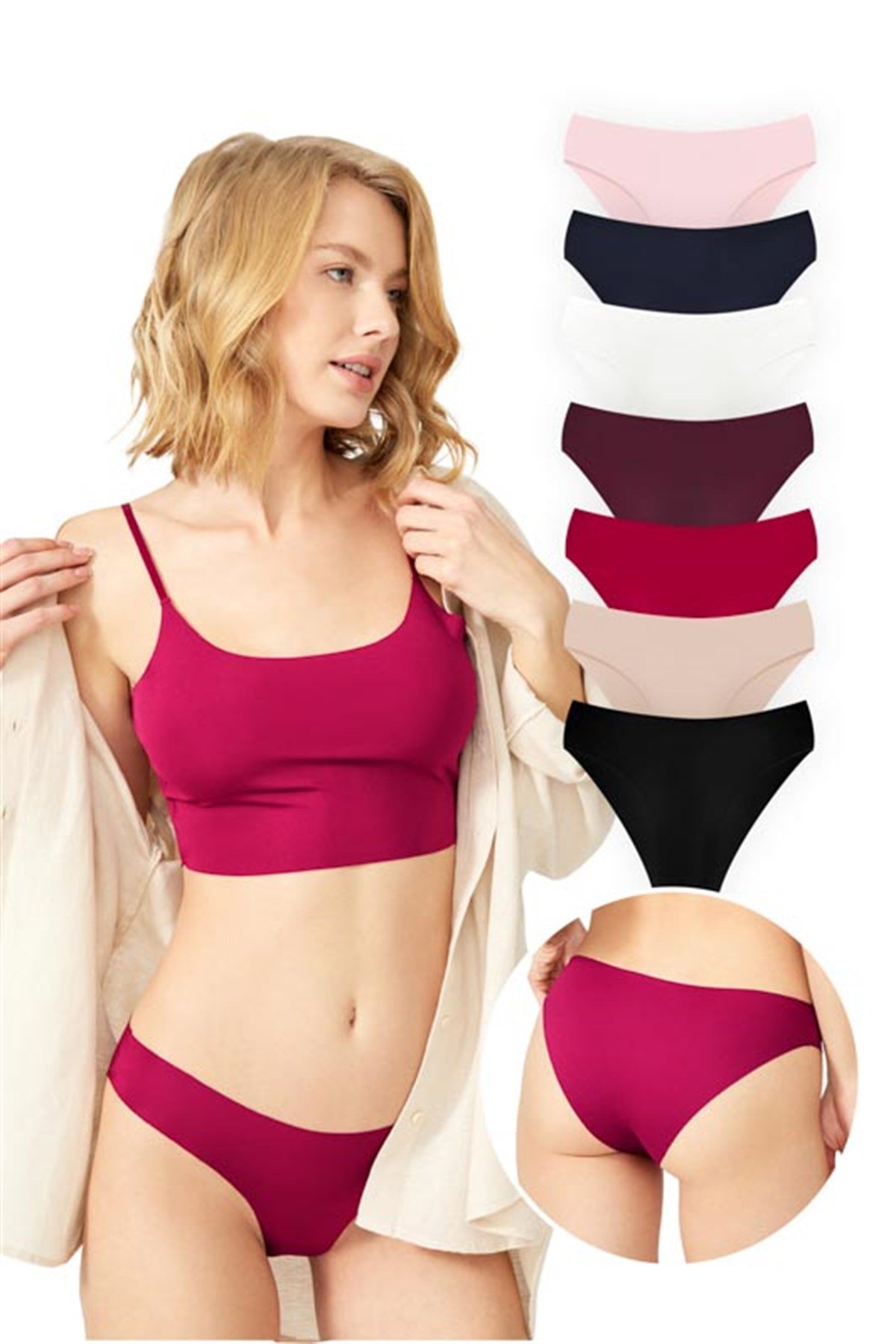 Basic İz Yapmayan Lazer Kesim Kadın Bikini Külot 7li Paket - 2