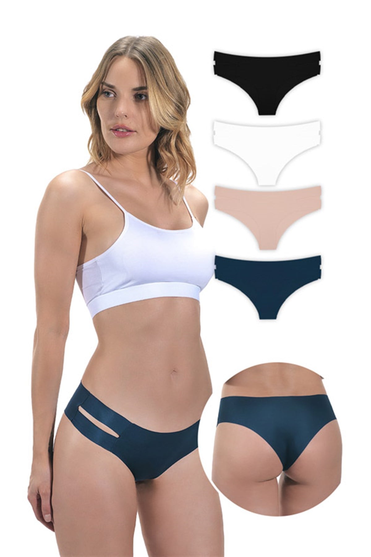 Basic Lazer Kesim Kadın Hipster Külot 4lü Paket