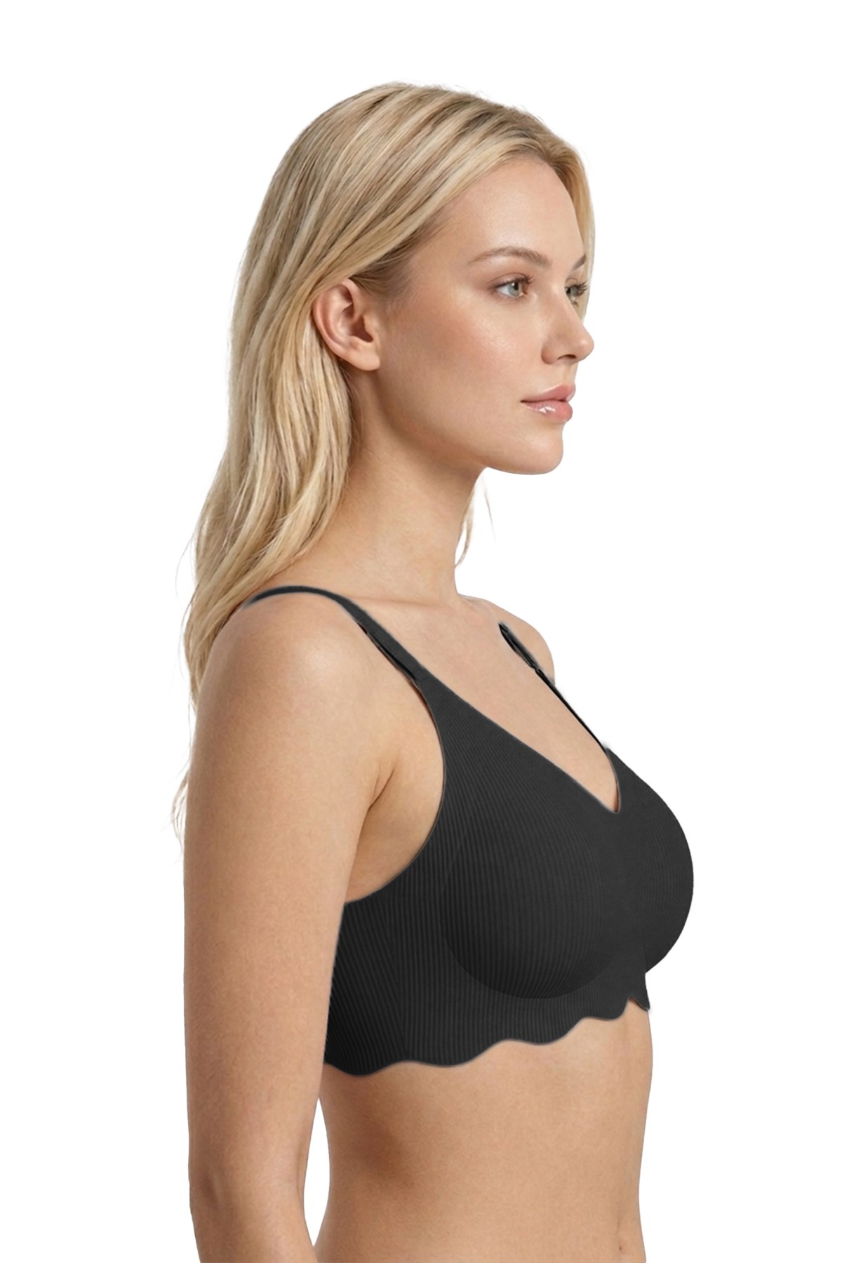 Seamless Bra - Elara | Siyah Lazer Kesim Balensiz İnce Fitil Dokulu Dikişsiz Kadın Sütyen